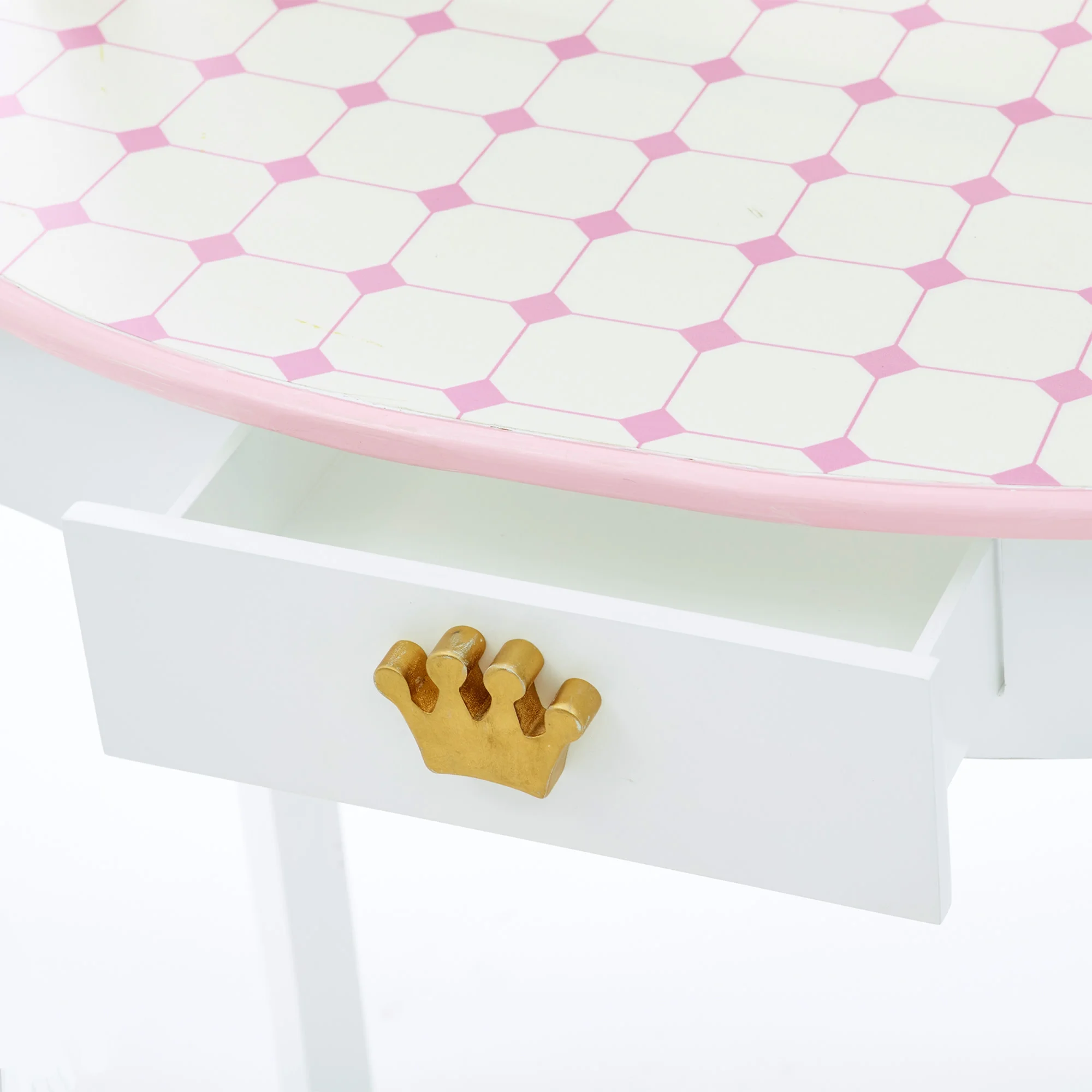 Fantasy Fields Kids Vanity Table and Stool Set with Castle Design, Pink