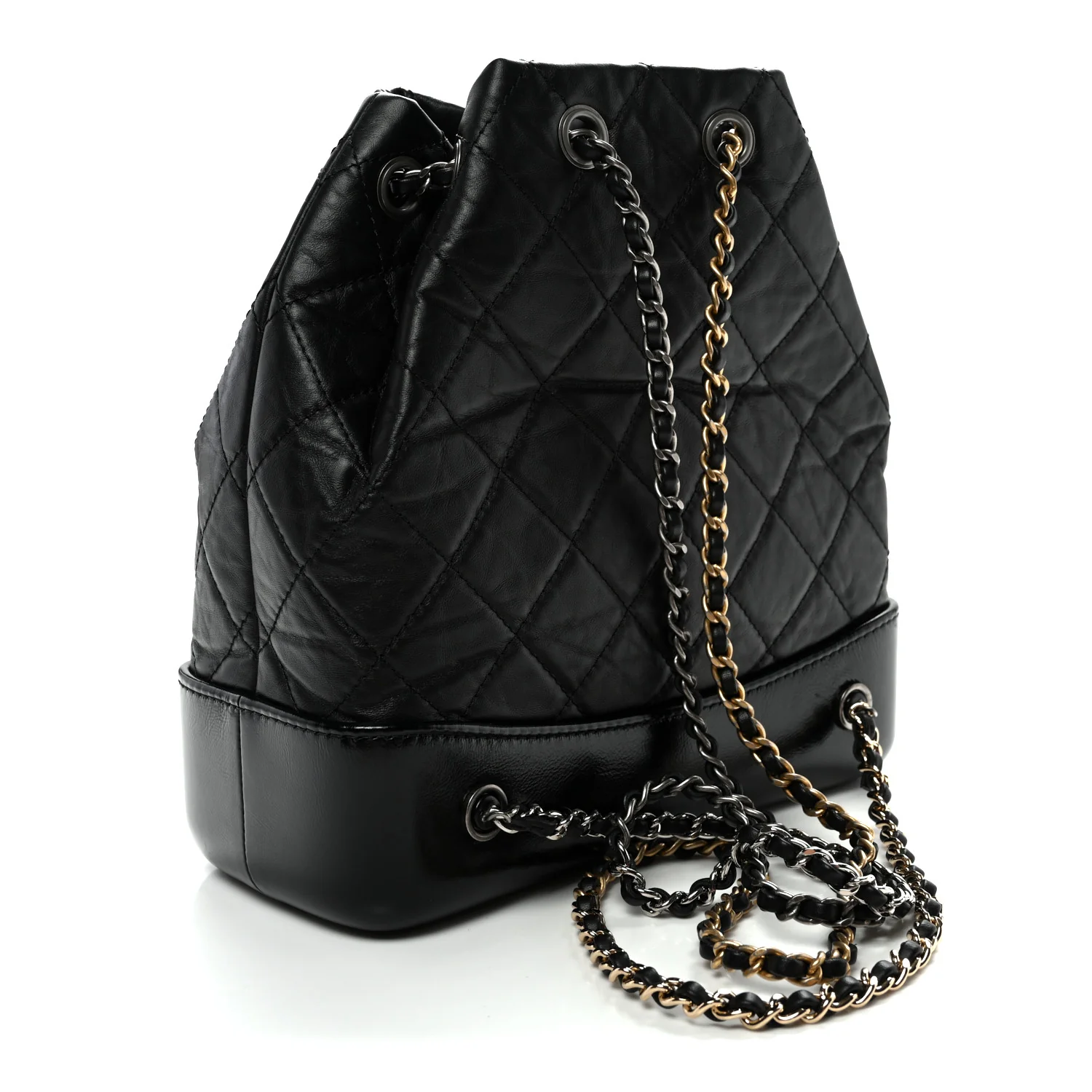 Aged Calfskin Quilted Small Gabrielle Backpack Black