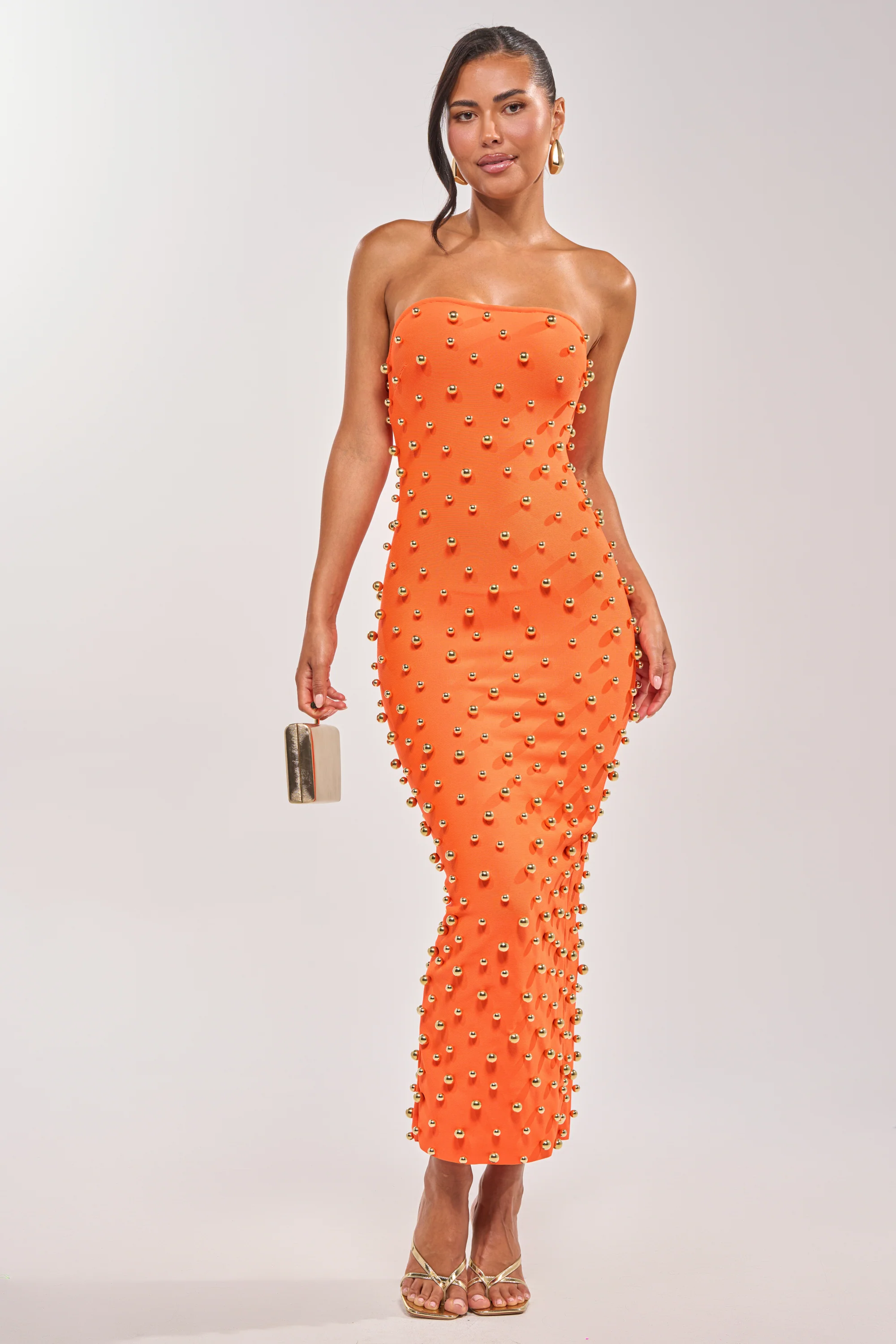 SERVING LOOKS STRAPLESS STUDDED MIDI DRESS - Akira Store