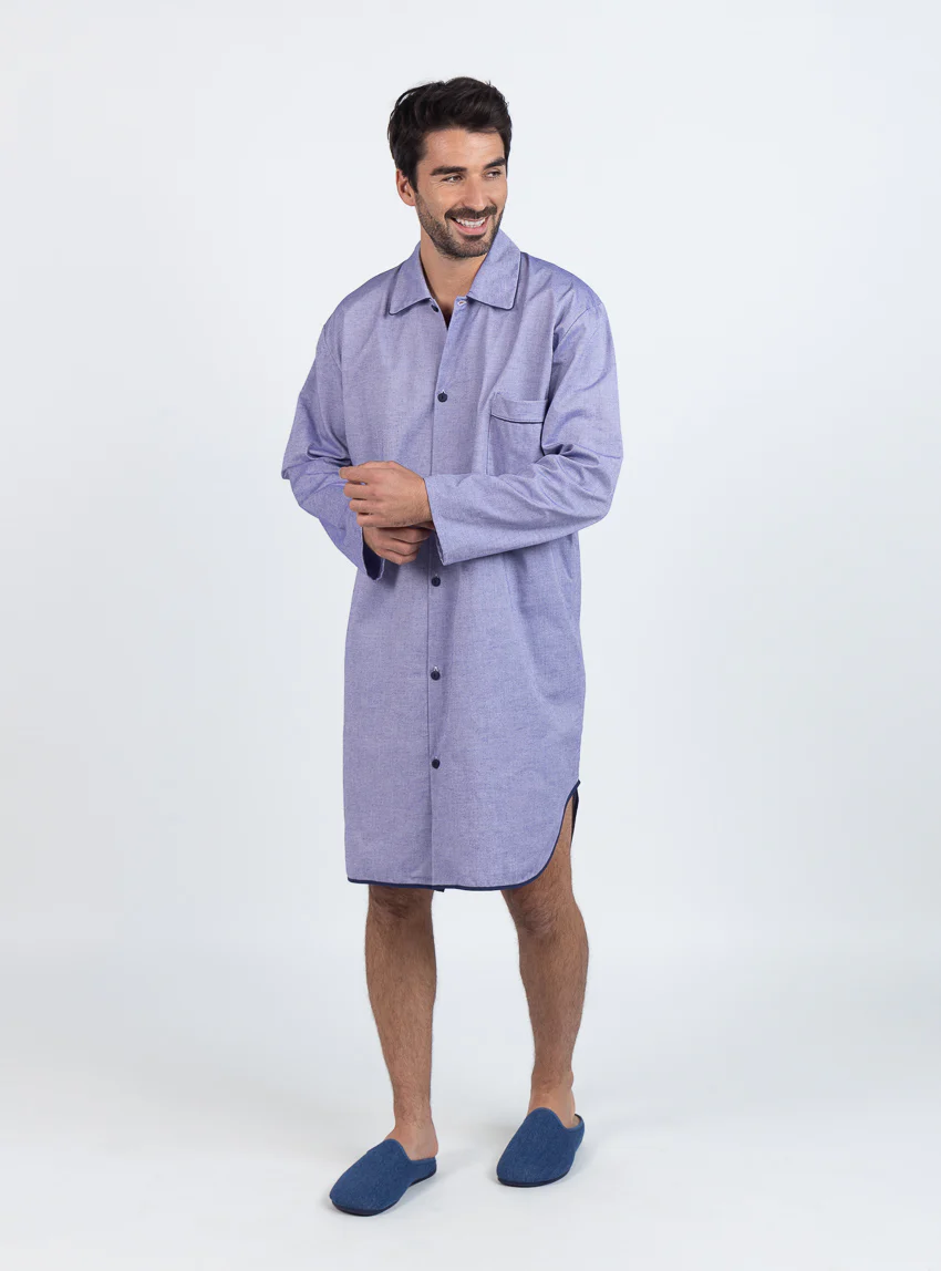 Liquette homme en coton rayé bleu
