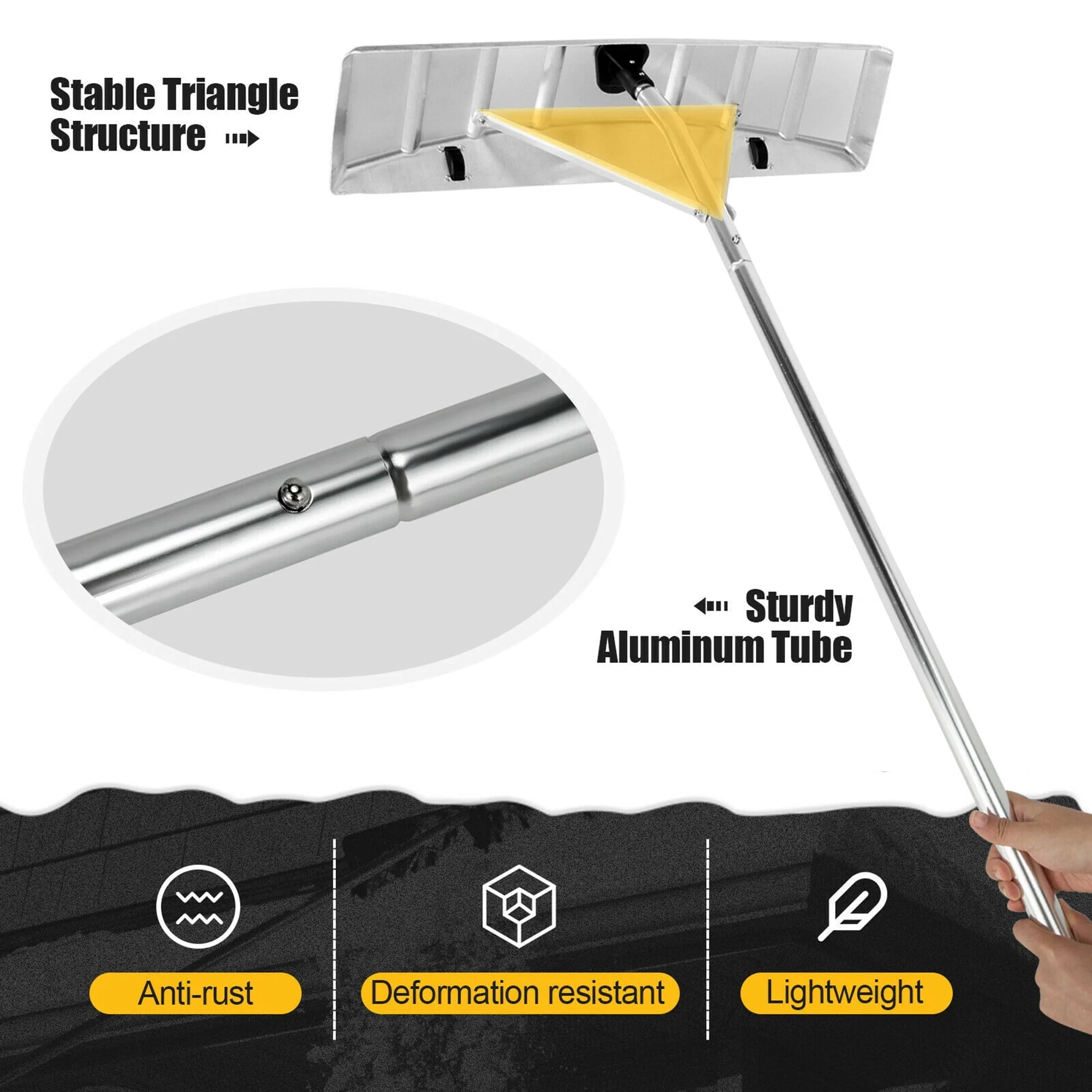 20FT Snow Roof Rake Reinforced Aluminum Snow Removal Tool for Roof - Image 5