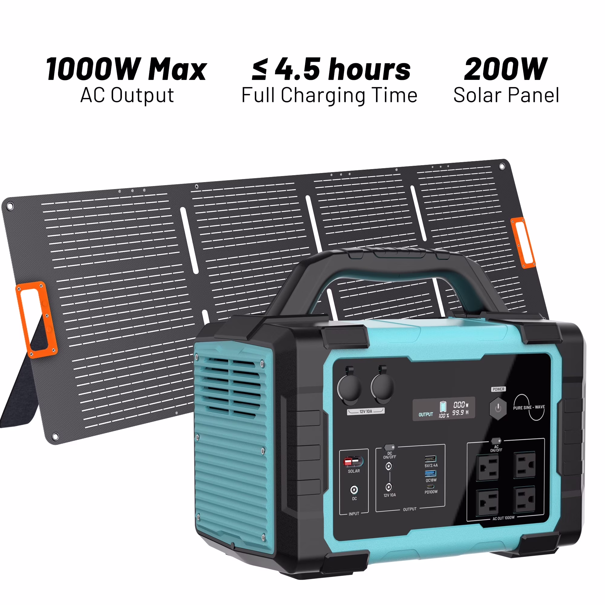 1000W Portable Power Station 1024Wh Solar Generator with AC Outlet for Home Use,Camping,Emergencies(1000 W) - Image 6