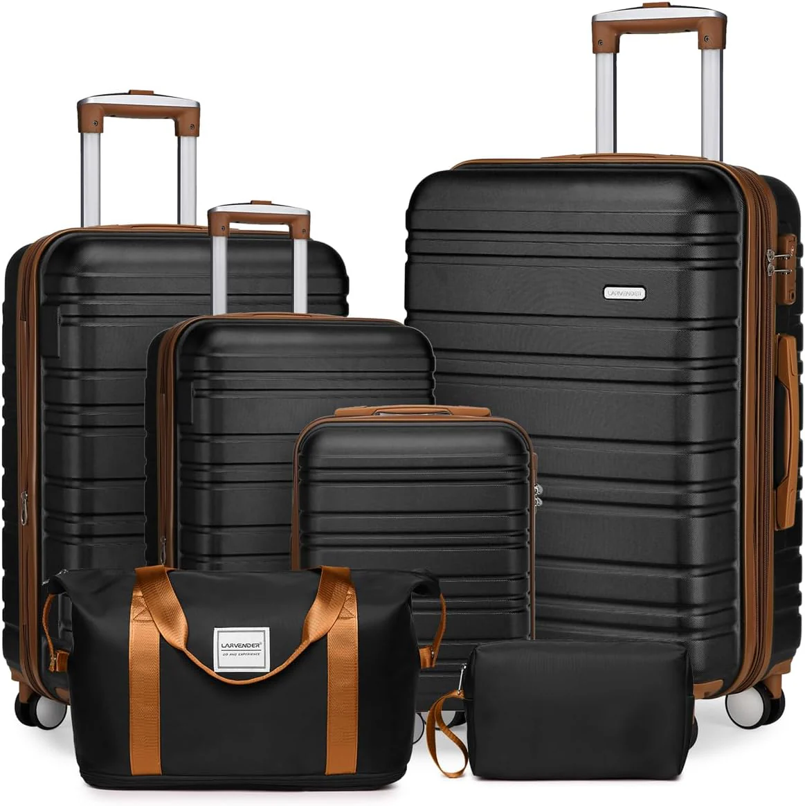 Ensemble de 6 valises, ensemble de valises rigides extensibles avec roulettes multidirectionnelles, ensemble de bagages à roulettes légers