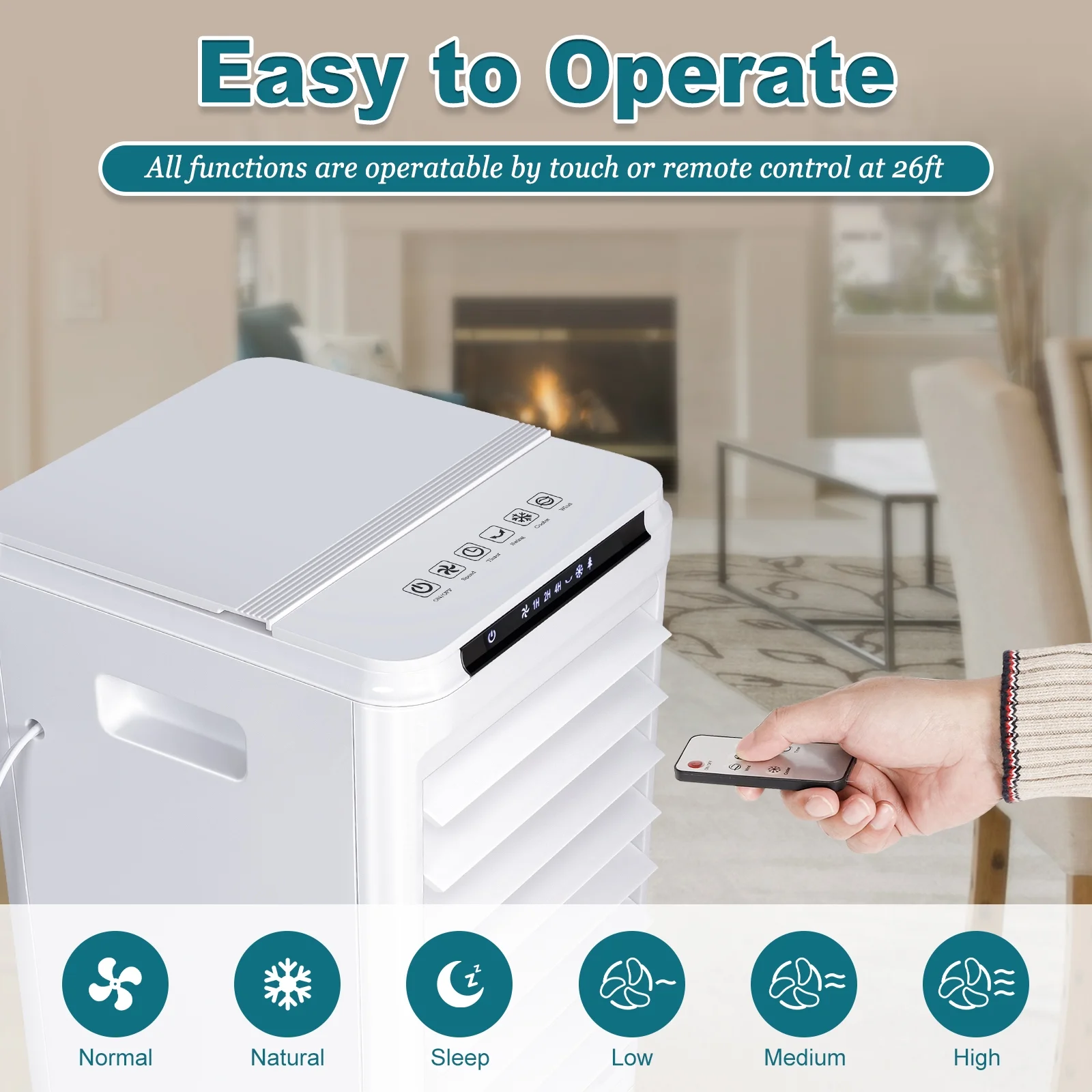 Evaporative Air Cooler, Portable Air Conditioners w/7H Timer for Auto-Off,1.85-Gal Tank Windowless Air Conditioner,Swamp Cooler Air Conditioner for Room Bedroom Outdoor Indoor - Image 5