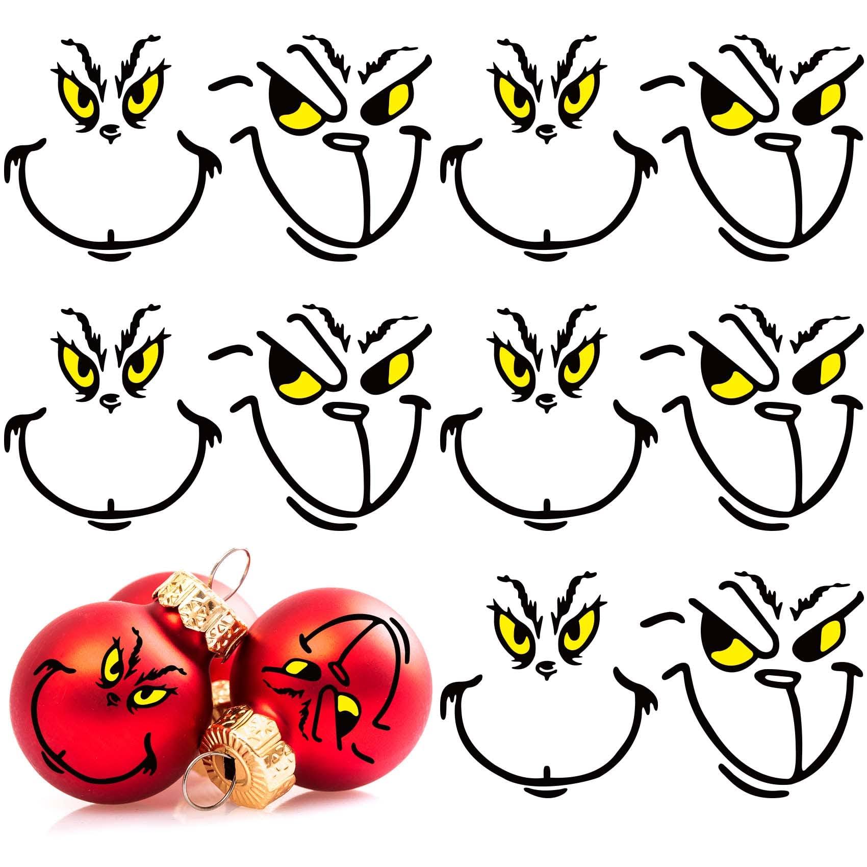 RMMDO Christmas Stickers for Ornaments 48pcs Christmas Stickers for Ornaments Christmas Face Decals Christmas Stickers for Cups Christmas Stickers for