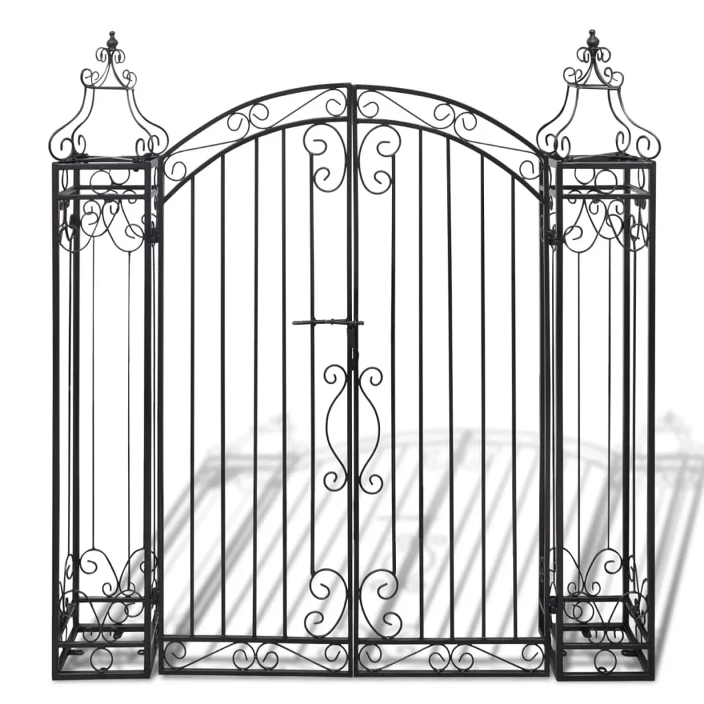 vidaXL Garden Gate Ornamental Fence Gate with Bolt Hinge Trellis Wrought Iron