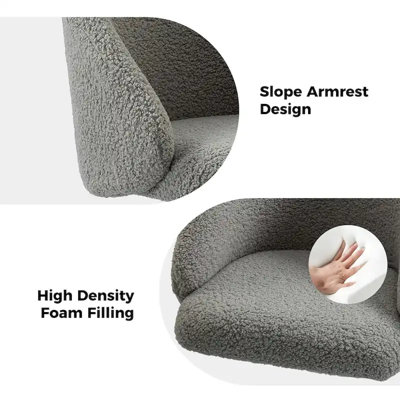 Boucle Swivel Office Chair with Rolling Wheels