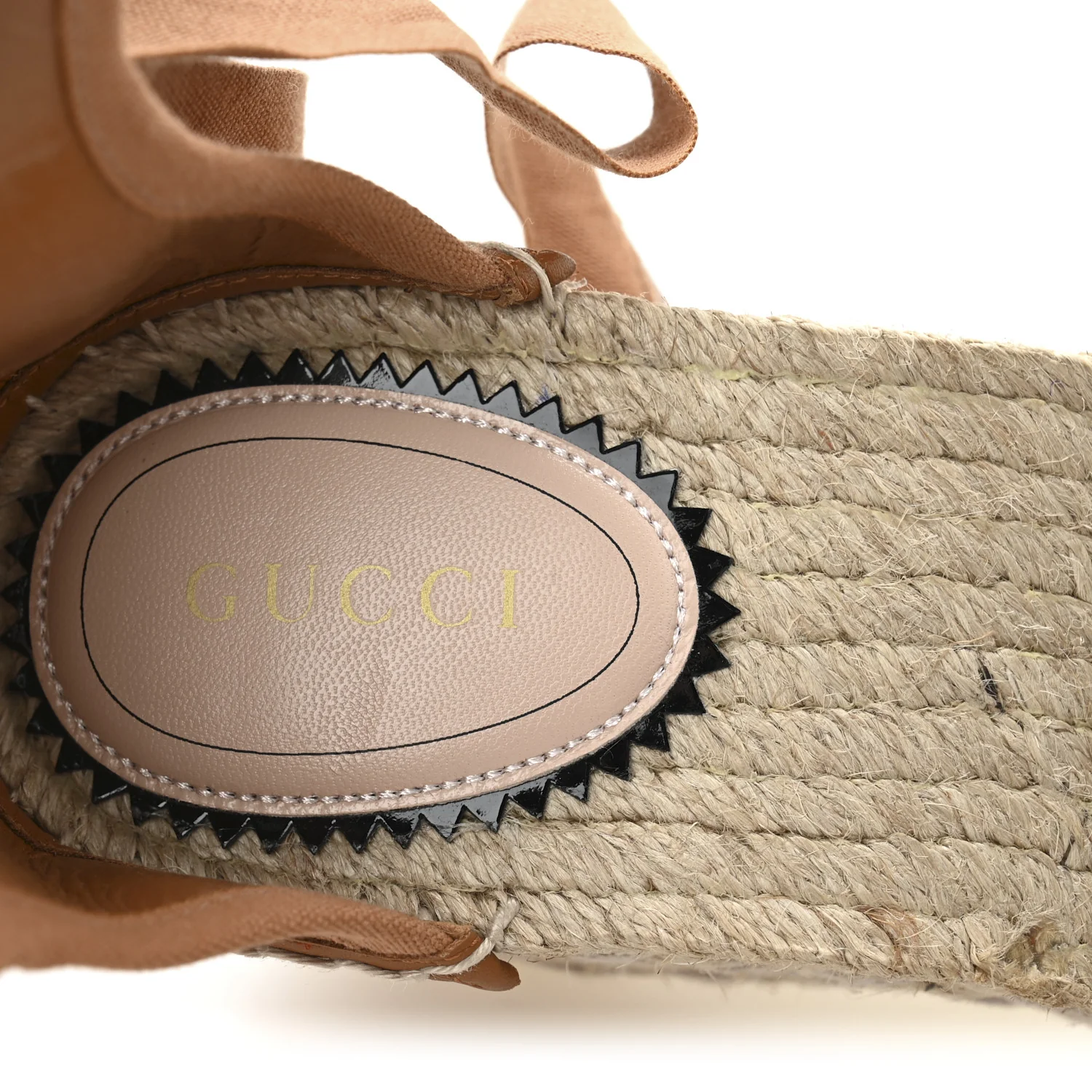 Canvas Damita GG Eyelet Espadrille Wedge Sandals 37.5 Blondie Cognac
