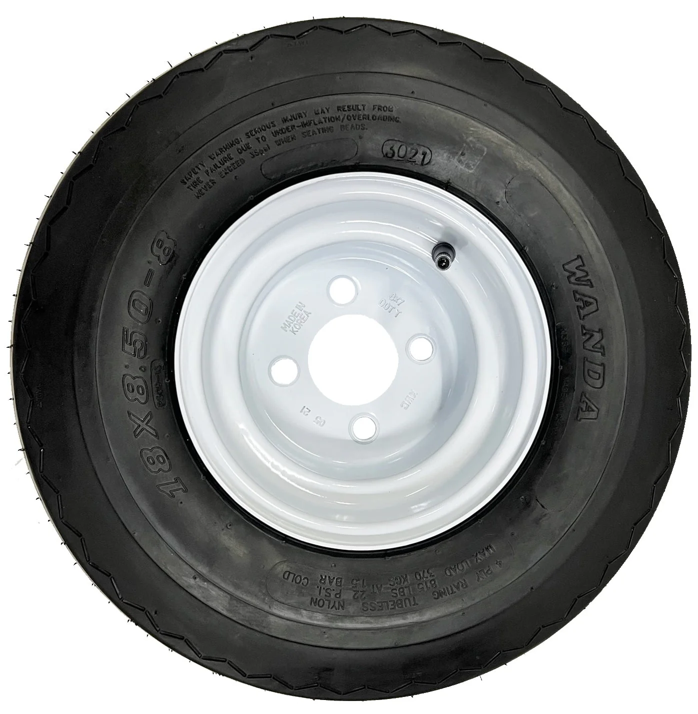 4 Pk Golf Cart Tire Rim Mounted 18 850 8 18X8 50 8 18 x 8 5 x 8 White 4 Lug Hole Image 2