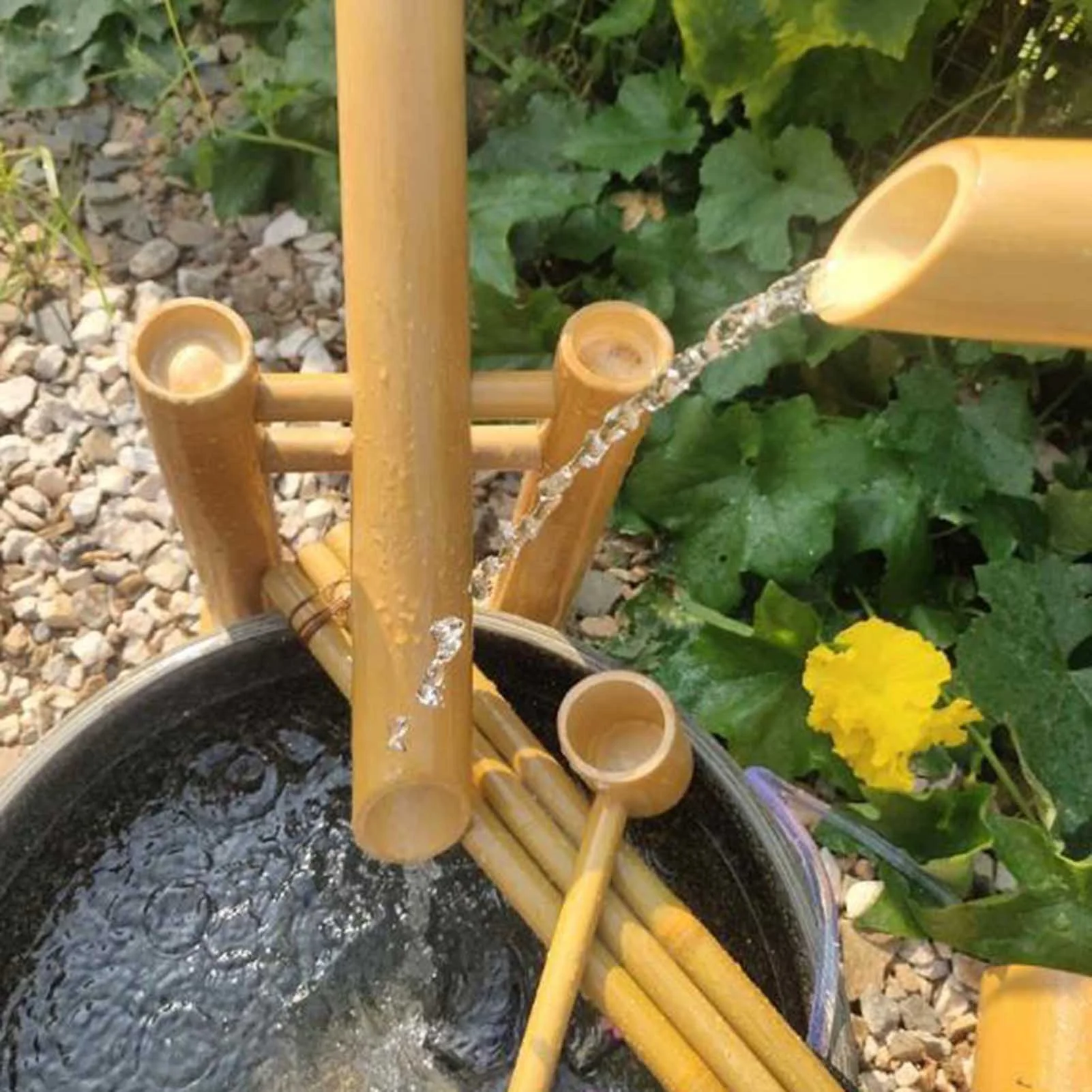 Swing Fountain for Outdoors, Zen Garden Water Fountain Bamboo, with Pump, DIY Zen Fountain, Bamboo Water Feature Zen Fountain Set