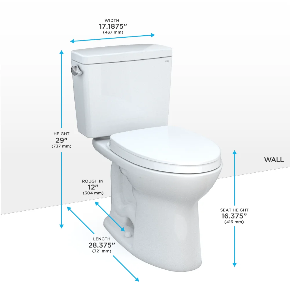 Drake® Two-Piece Elongated 1.28 GPF TORNADO FLUSH® Toilet with CEFIONTECT® and SoftClose® Seat, WASHLET®+ Ready, Cotton White MS776124CEG#01 - Image 2
