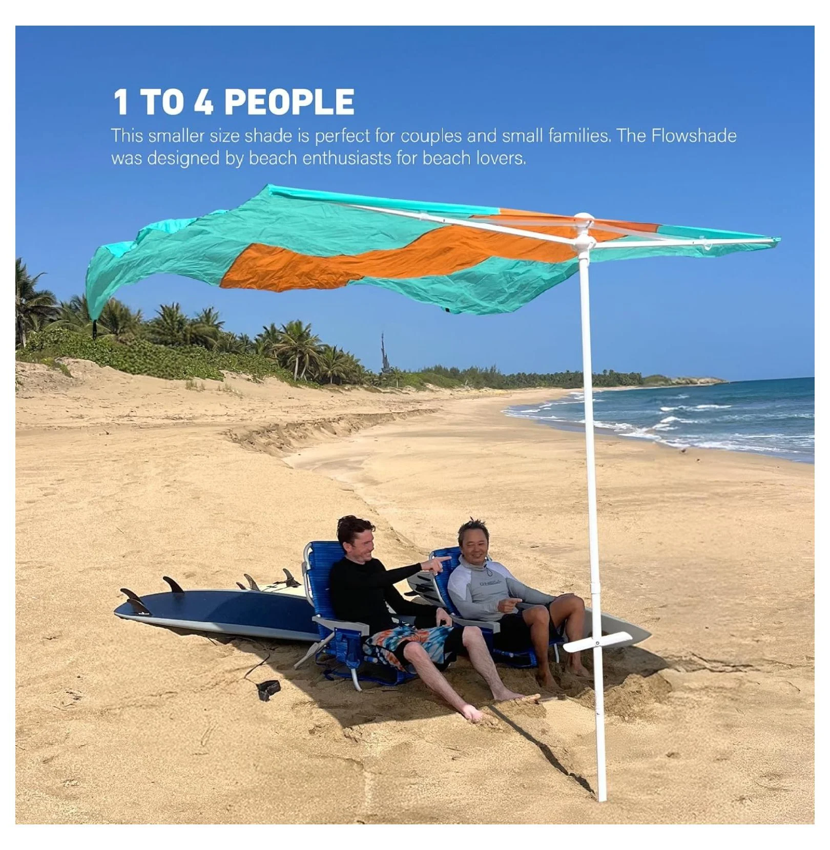 Beach Tent Wind Sun Canopy Portable Easy Set Up UPF 50+ No Assembly Requires 3-30 MPH 1 to 4 People 8 Foot X 8 Foot Fabric Top - Image 3