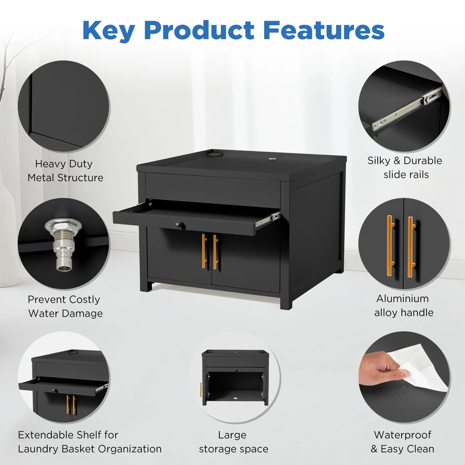 AECOJOY 2 Pack Laundry Pedestal, 700 LBS Capacity Washer Dryer Pedestal (Black)