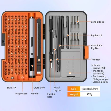 (167-en-1) Ensemble de tournevis électrique avec kit d'outils de réparation magnétique, adapté à la réparation de produits électroniques. — vue 1