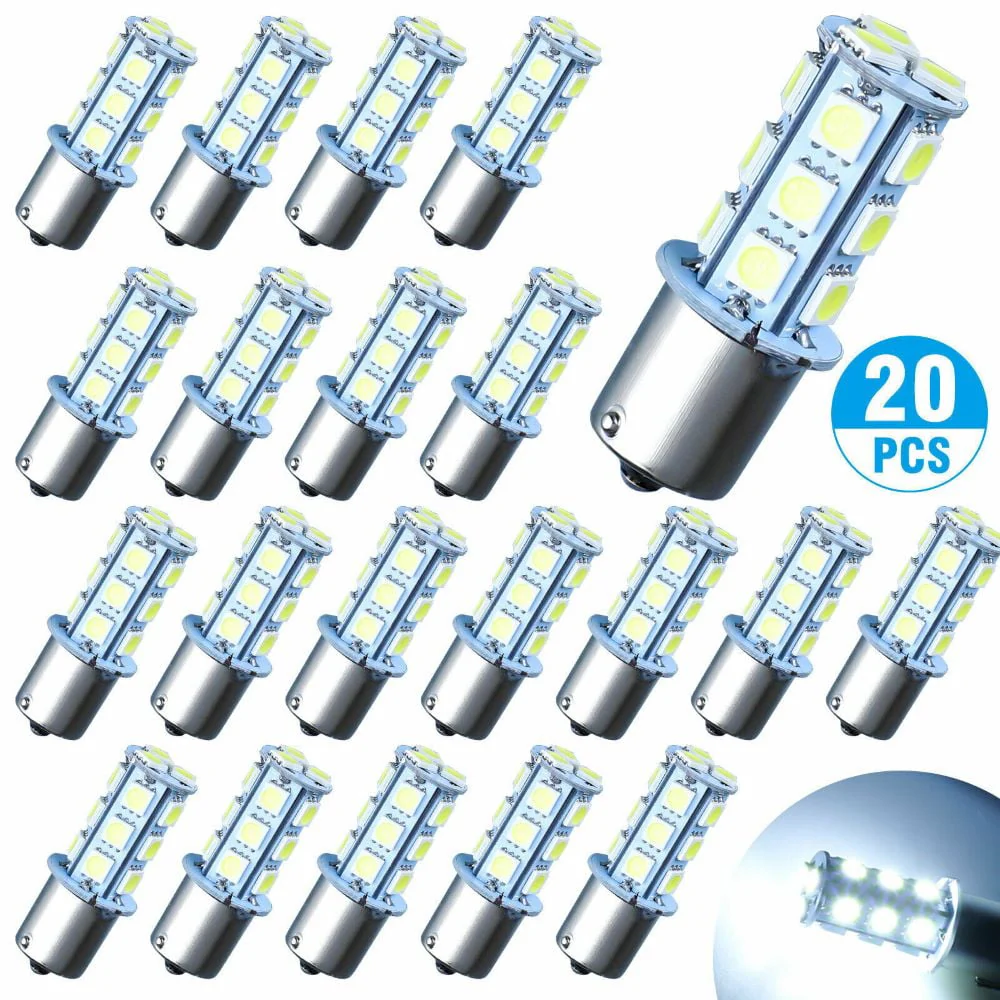 20 Pcs RV Interior LED Light Bulbs, BA15S 1156 Bright 7506 1141 1003 13 SMD 5050 6000K, Pure White Replacement Lamps,for Car Rear Turn Signal Lights Interior RV Camper 12V