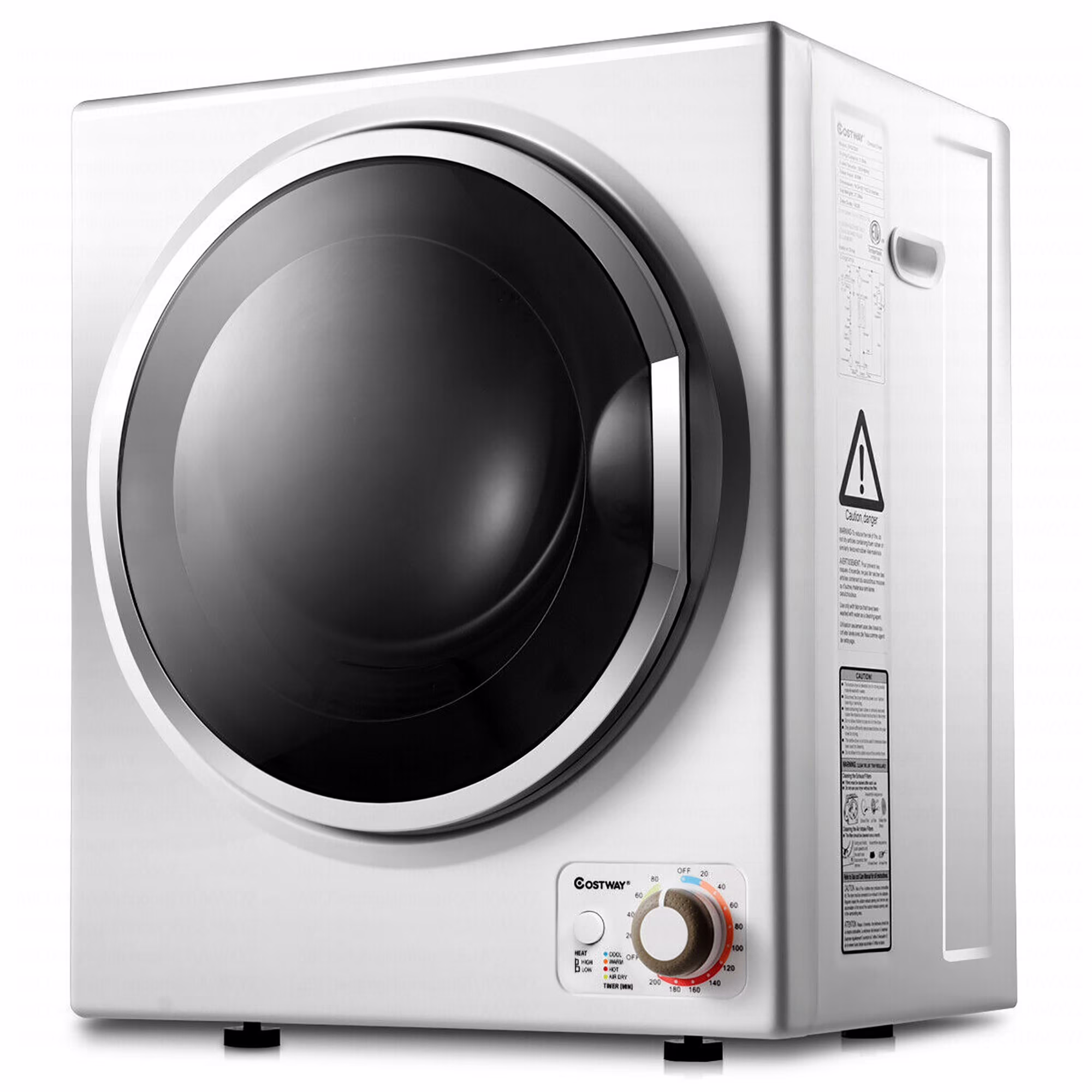 Electric Tumble Compact Cloth Dryer Stainless Steel Wall Mounted 1.5 cu.ft.(White)