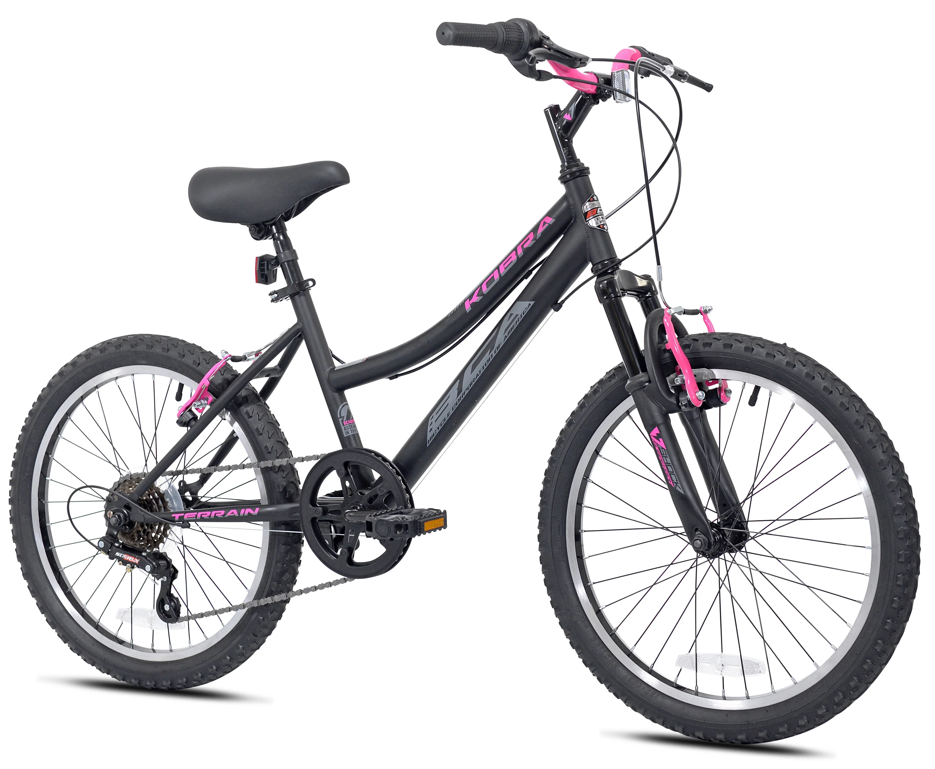 20 Kent Kobra Mountain Bicycle, Fits Rider 4'2 - 5', Black/Pink, Child, Unisex