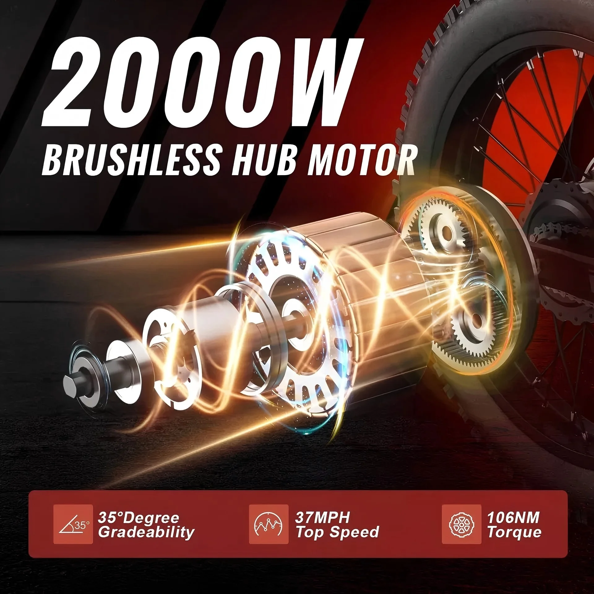 GT73 Electric Motorbike 2400W 48V 18.2AH*2 Electric BIKE with 25" tires digital screen Carbon Steel,BLACK - Image 7