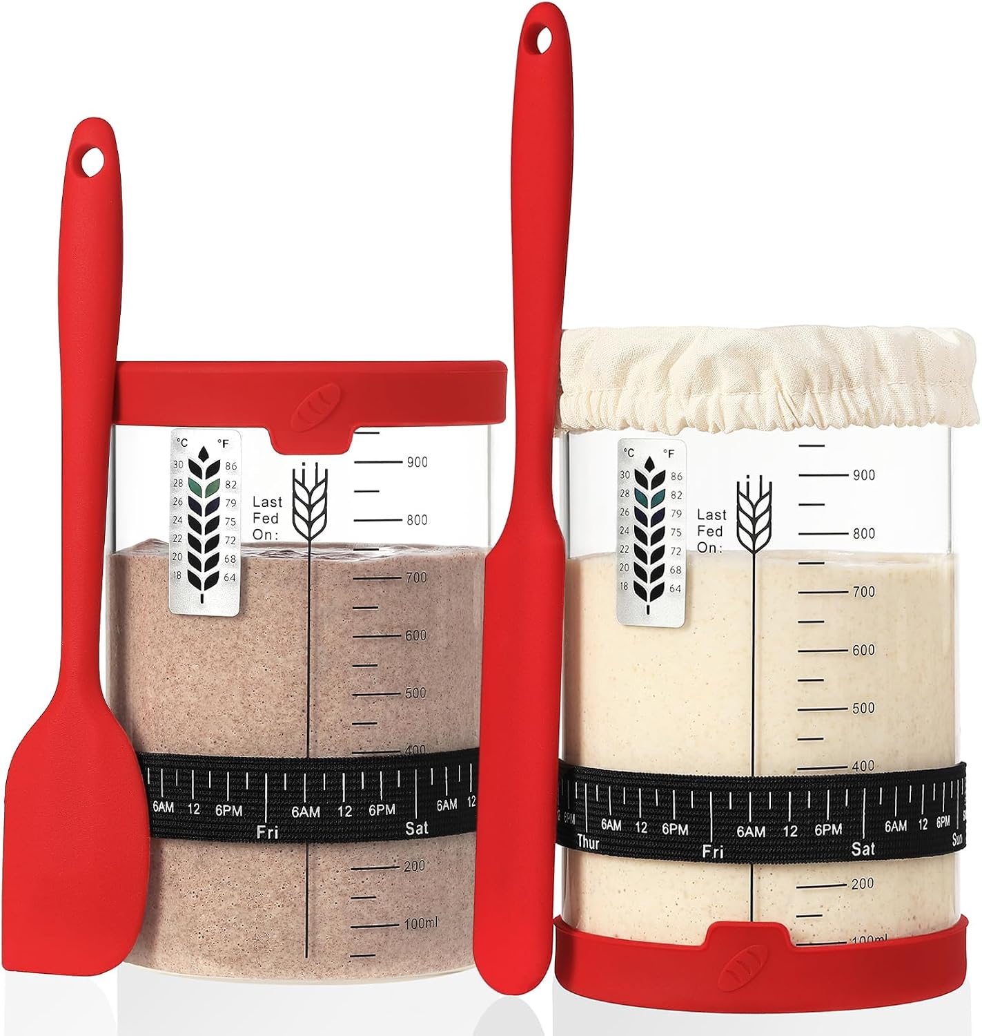 Sourdough Starter Jar Kit, 24 oz Wide Mouth Sour Dough Jars Glass