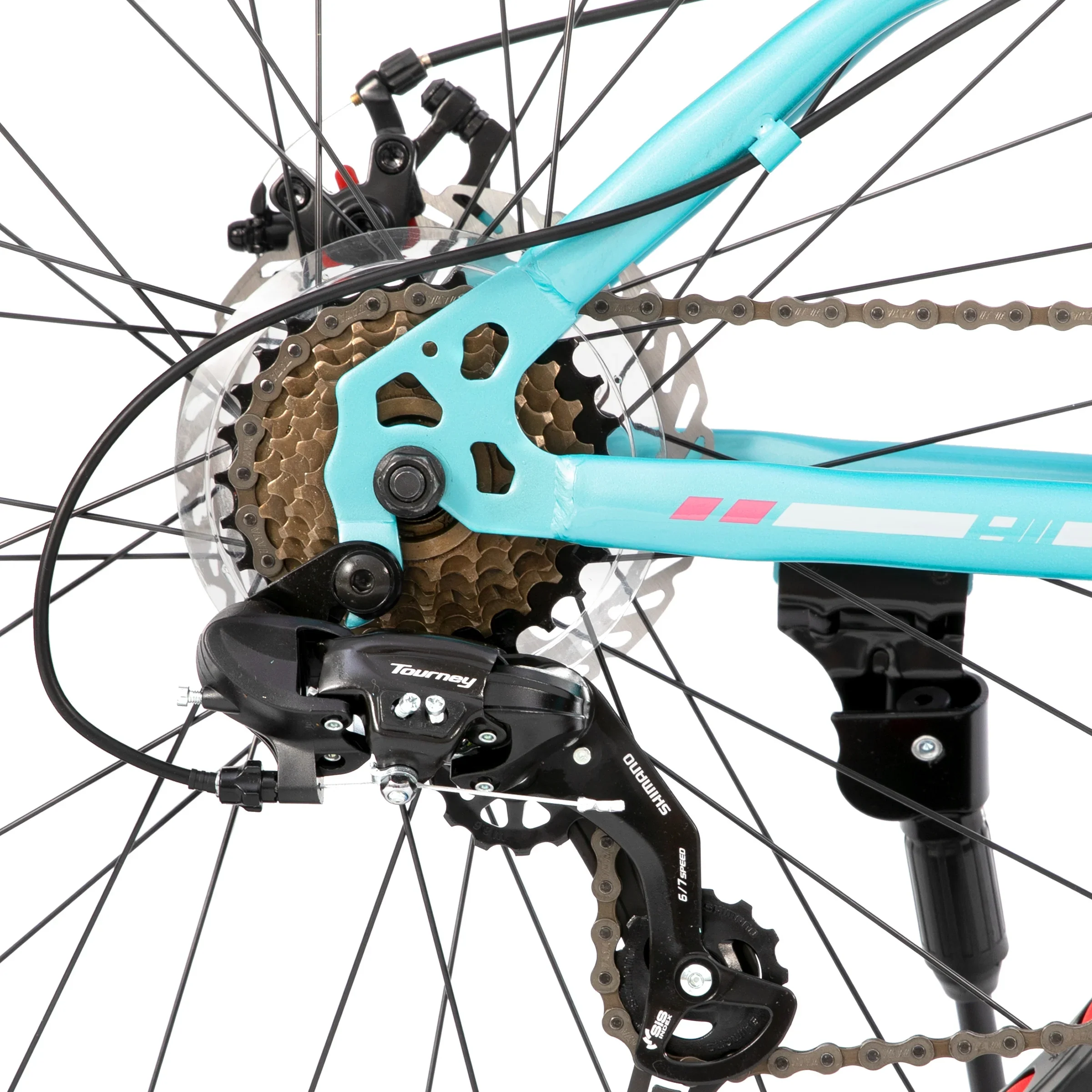Hiland Fat Tire Bike, Shimano 7-Speed, Dual-Disc Brakes, 24 inch Trail Mountain Bike, Blue