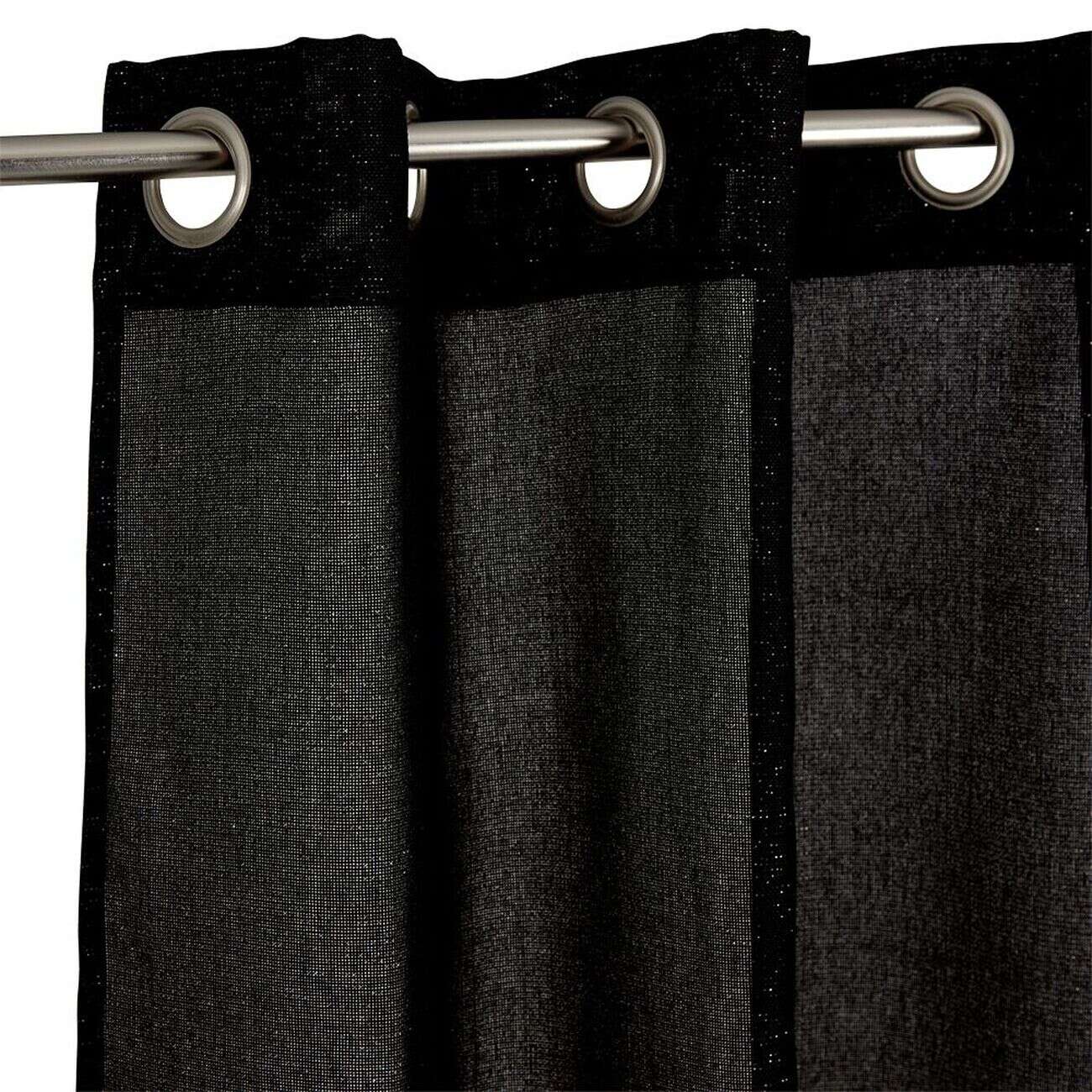 Rideau uni noir et fil métallique brillant 100% polyester 140x240cm