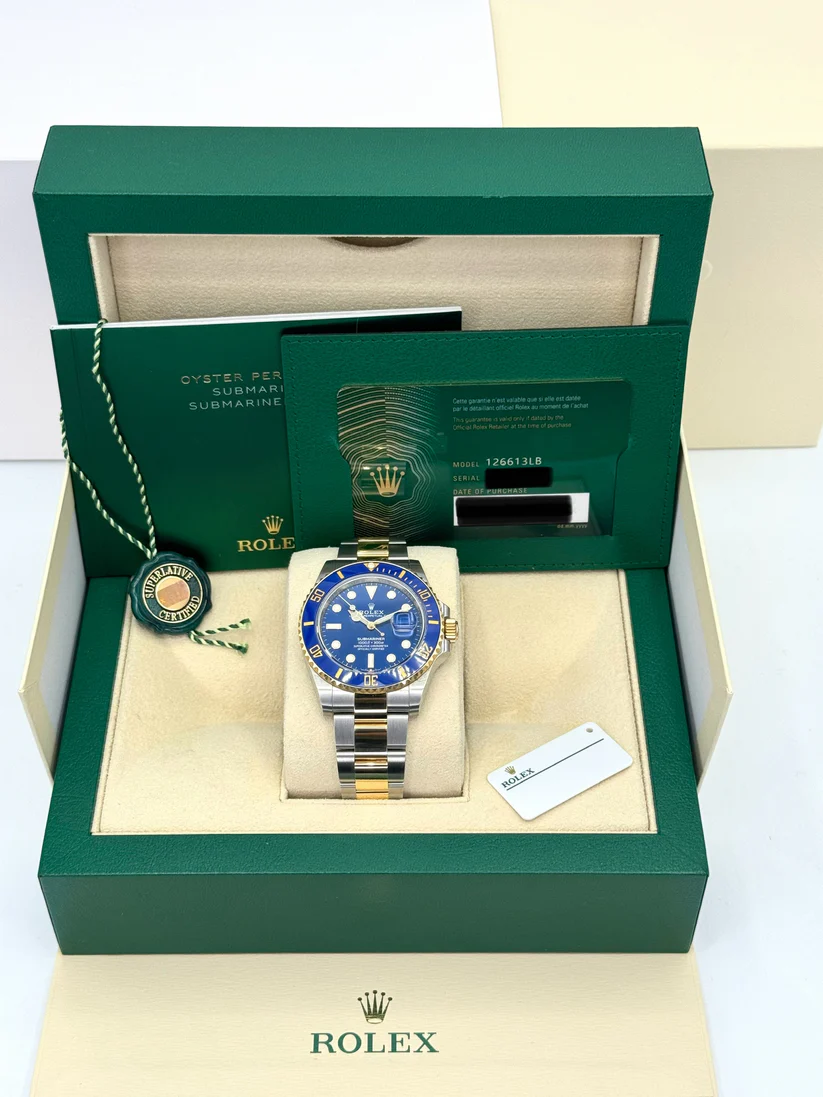 [Super Clone]Rolex Submariner Two-Tone Yellow Gold & Steel Rolesor - Blue Dial Ceramic Bezel (Ref# 126613LB)