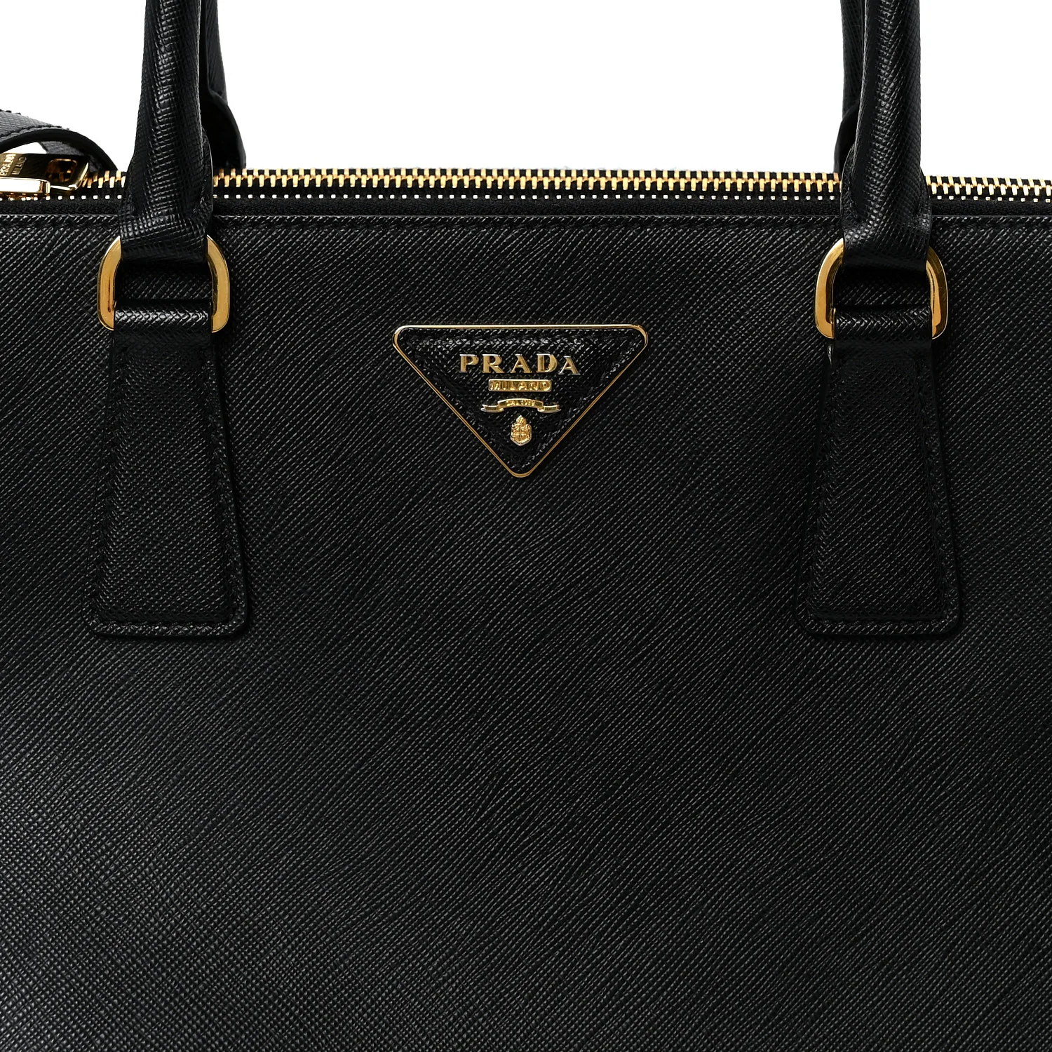 Saffiano Medium Galleria Double Zip Tote Black