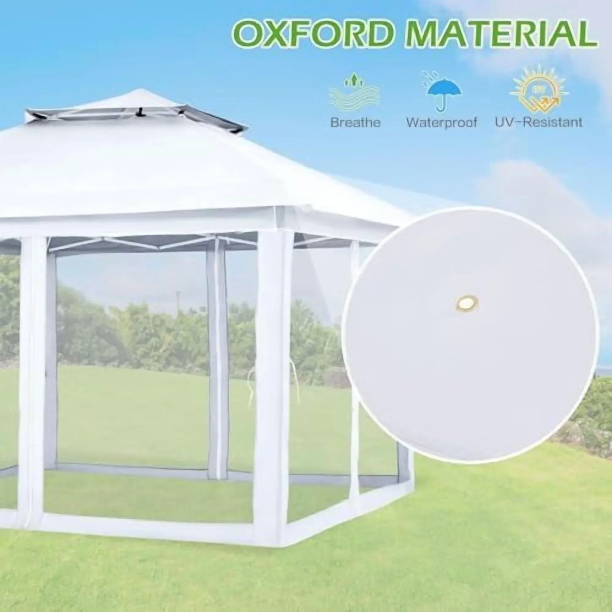 Pop Up Tent Canopy, Waterproof Canopy with Net and UV Resistant, Sidewalls Instant Shelter Canopy Tent with Carrying Roller Bag for Garden, Grill and Backyard (White)