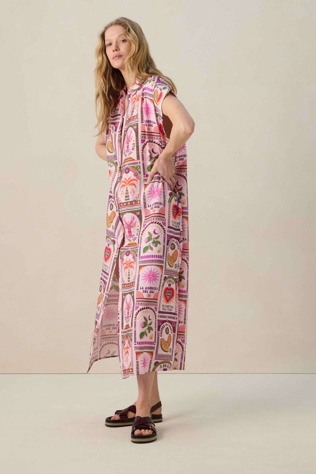 Multicolour shirt jurk met print