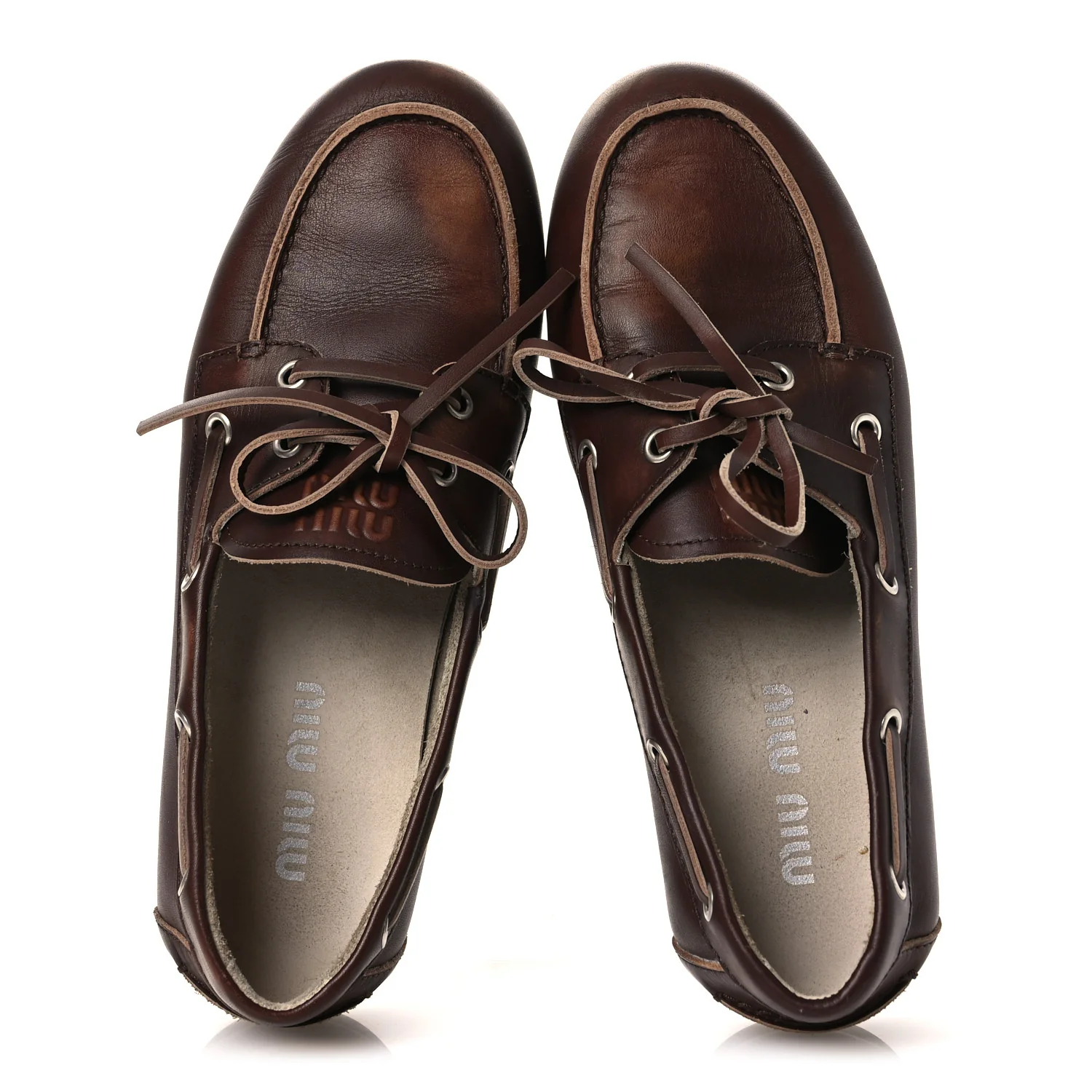 Vitello Deco Boat Loafers 38 Sienna