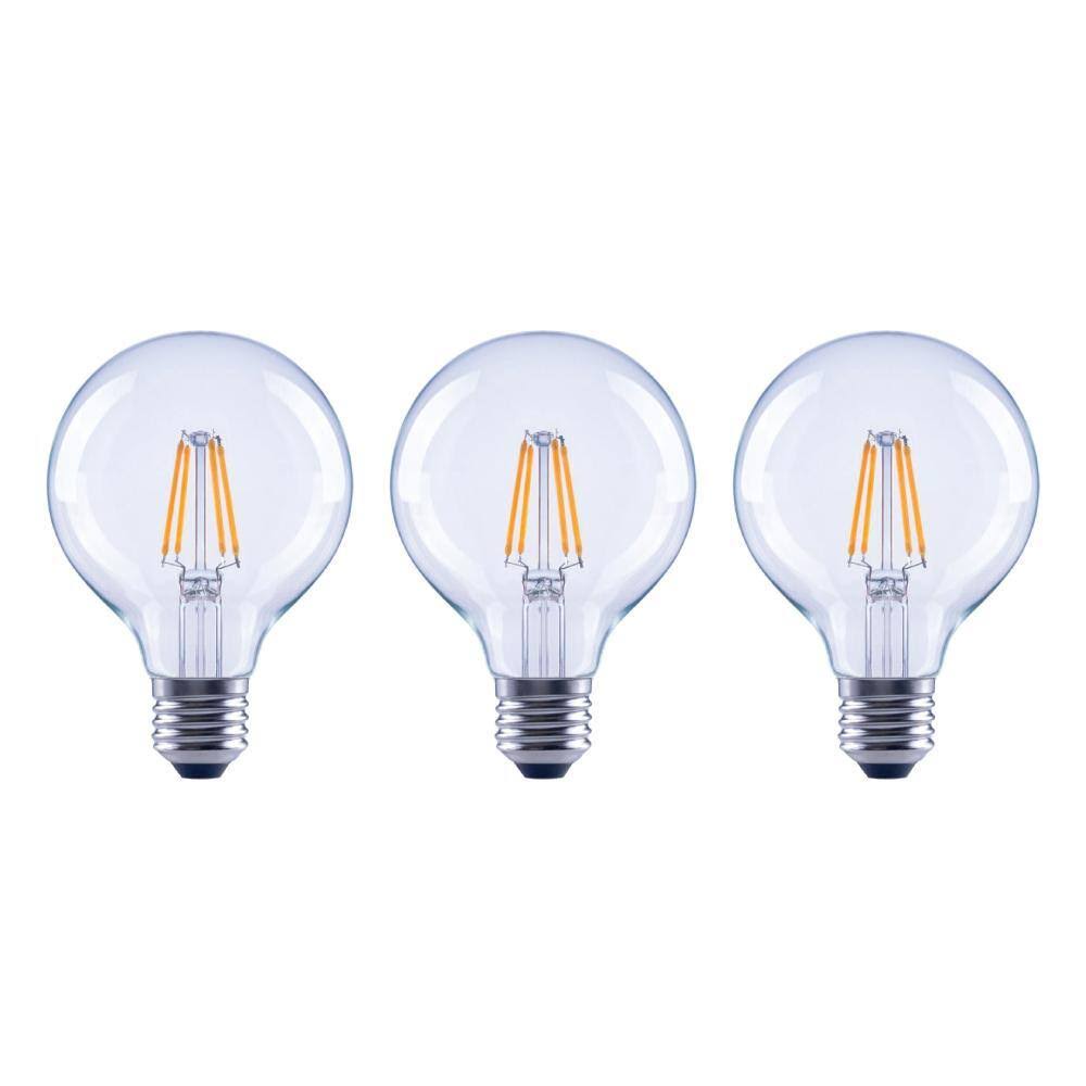Ecosmart 40-Watt Equivalent G25 Globe Dimmable Energy Star Clear Glass Filament Vintage Style LED Light Bulb Daylight (3-Pack)