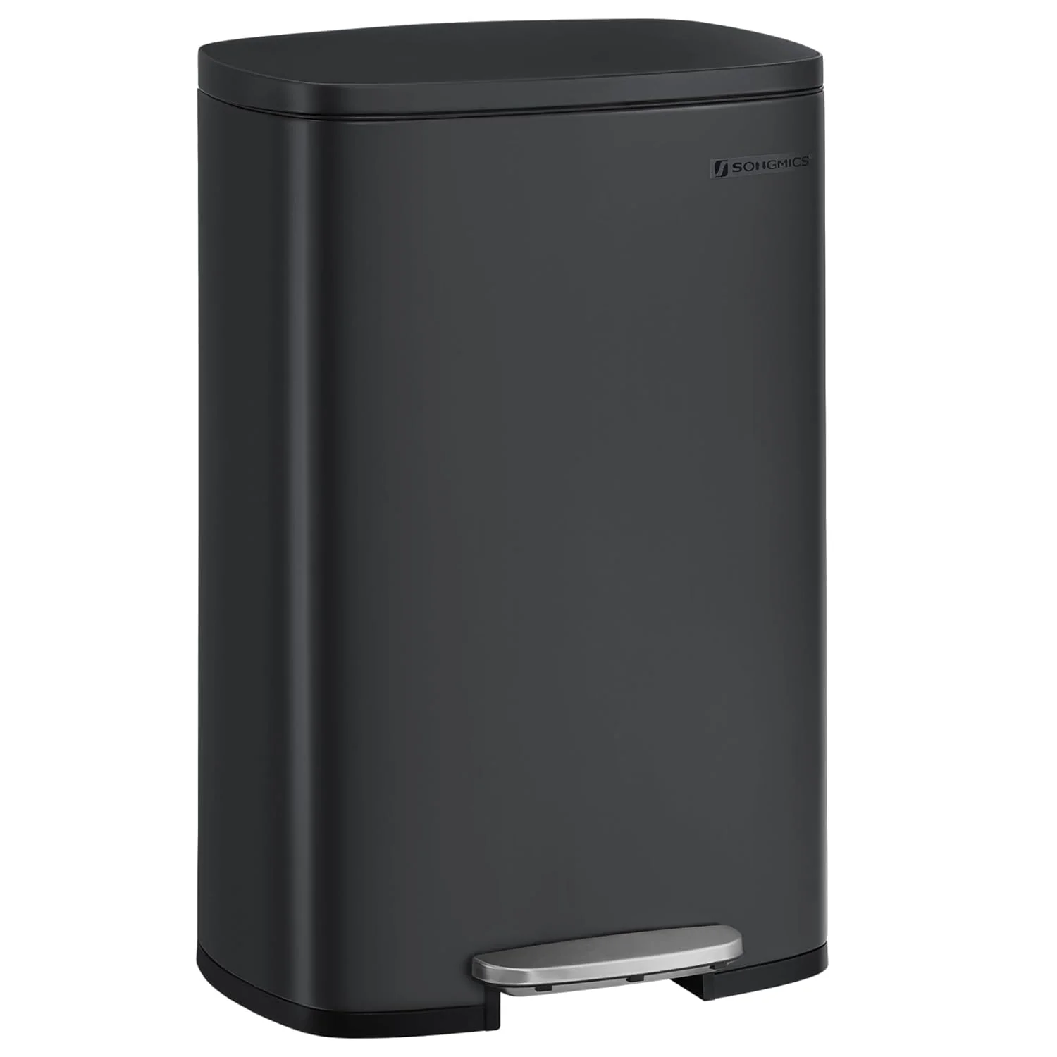 Trash Can, Stainless Steel Kitchen Garbage Can, Recycling or Waste Bin, Soft Close, Step-On Pedal, Removable Inner Bucket, Black ULTB050B01