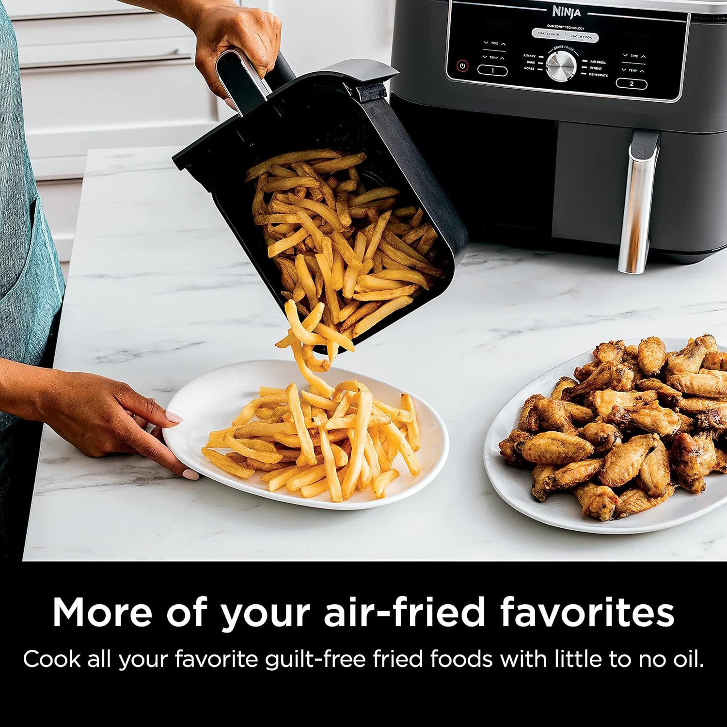Friteuse à air Ninja Foodi 6-en-1 FlexBasket avec MegaZone de 7 pintes et séparateur de panier