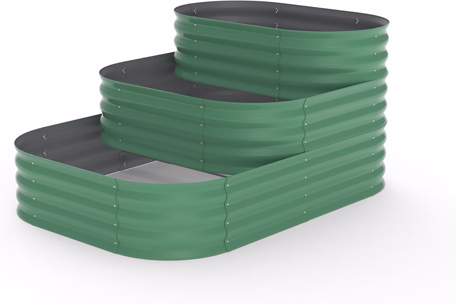 Yeshouse Galvanized Oval Garden Bed with Modular Design: 3-Tier Raised Planter for Efficient Space Use