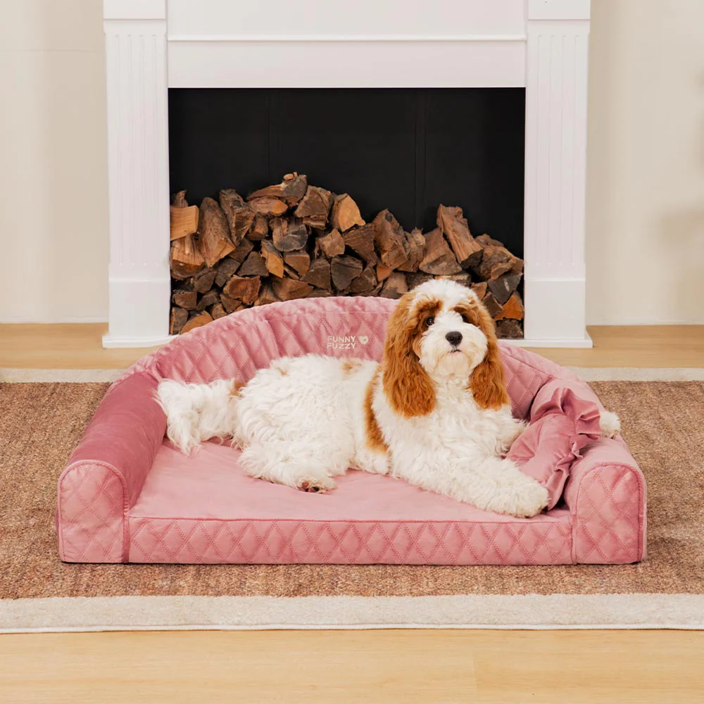 Pinky Cozy Bolster Dog Sofa Bed -  Princess Lord