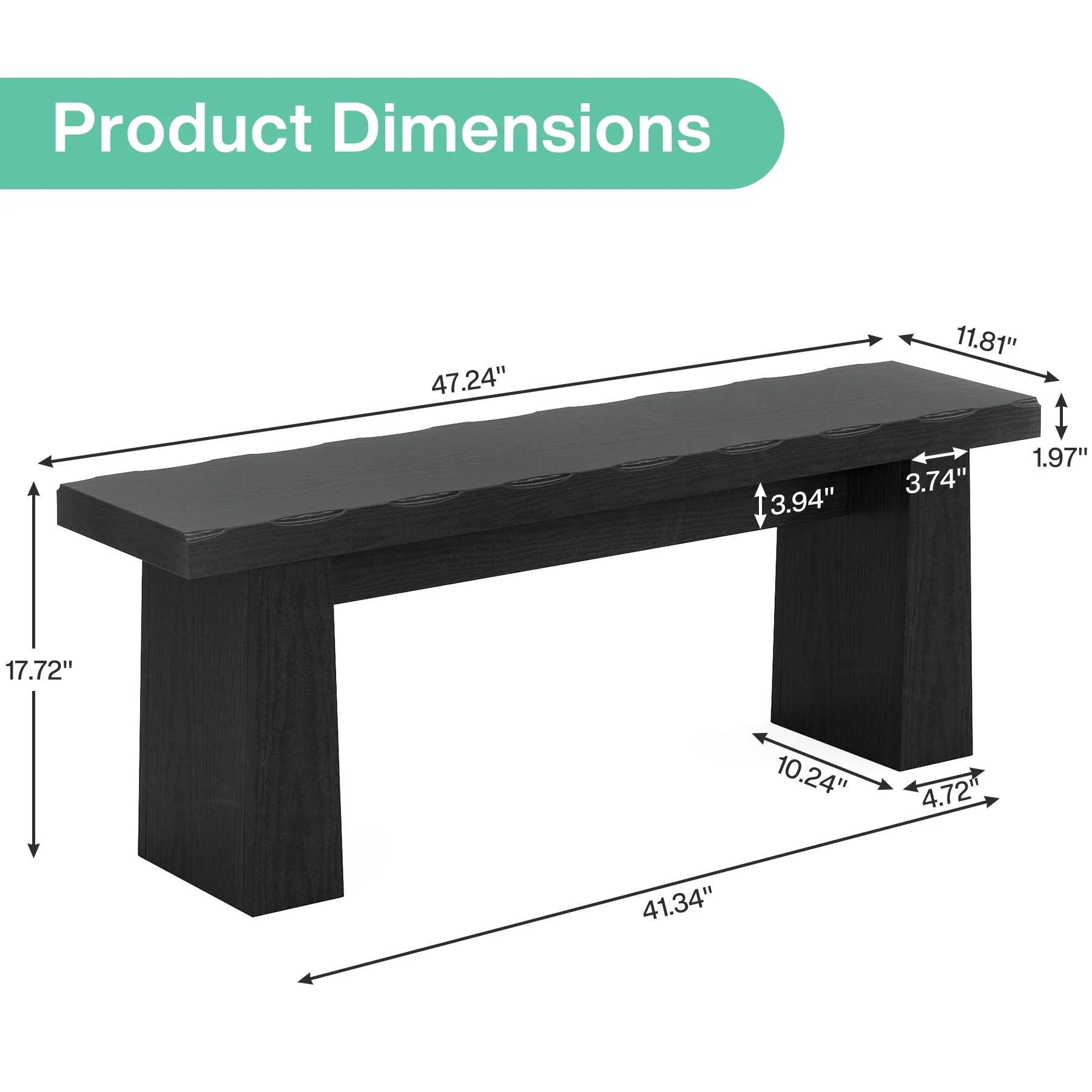 Fnova 48 Wooden Two - Person Backless Entryway Bench with Under - Bench Storage for Outdoor Garden, Living Room, Bedroom, Dining Room, Hallway