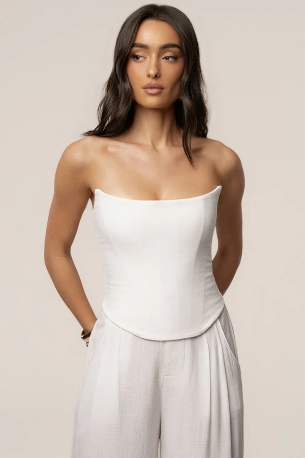 White Fenix Reversible Linen Corset