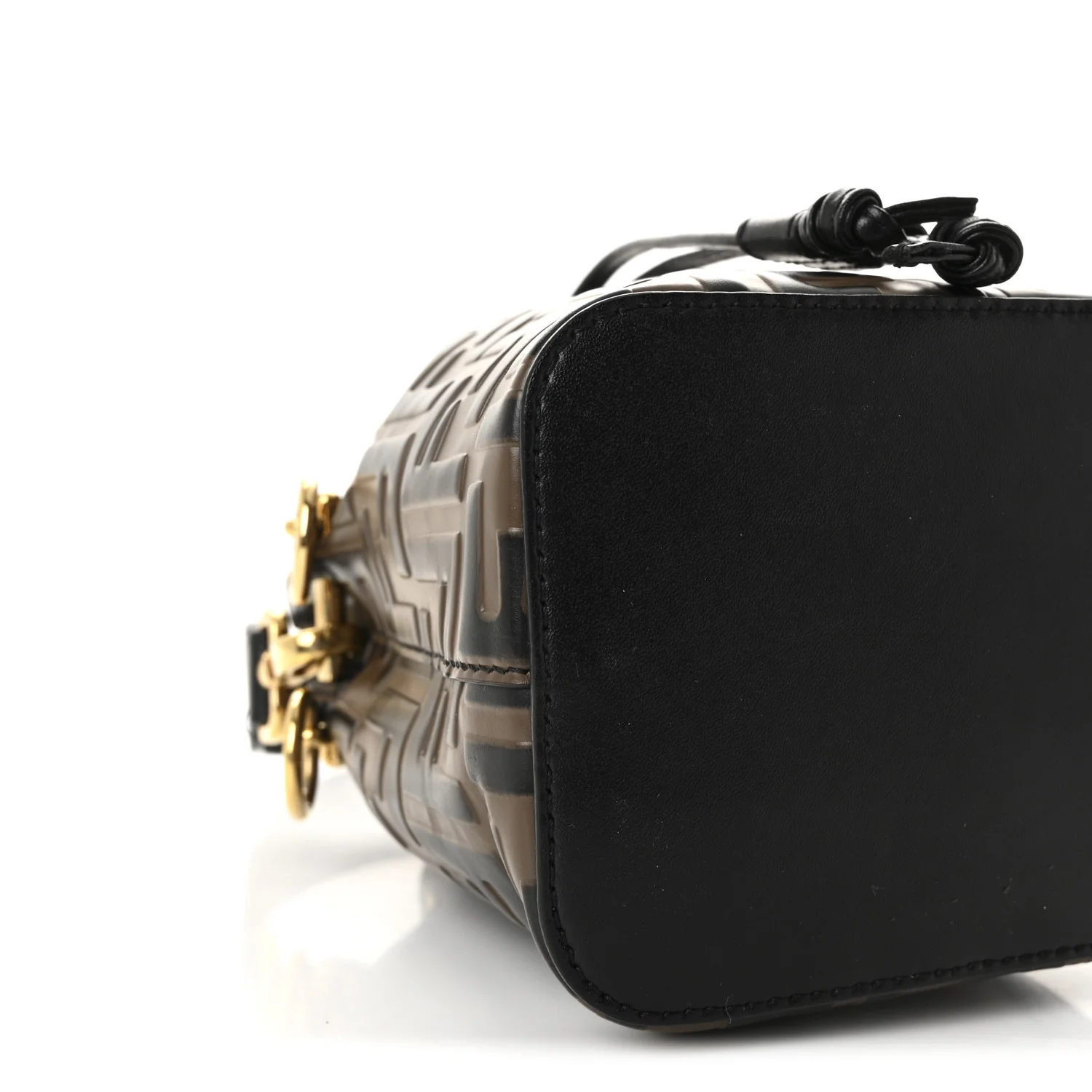 Vitello Liberty F is Fendi Bi-Color FF 1974 Embossed Mini Mon Tresor Bucket Bag Maya Black