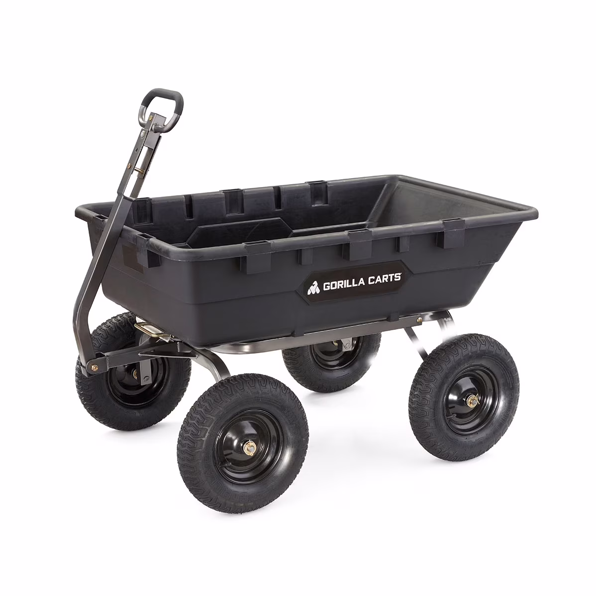 10 Cu Ft Poly Yard Dump Cart with Quick-Release, 1500 lb Capacity, Black