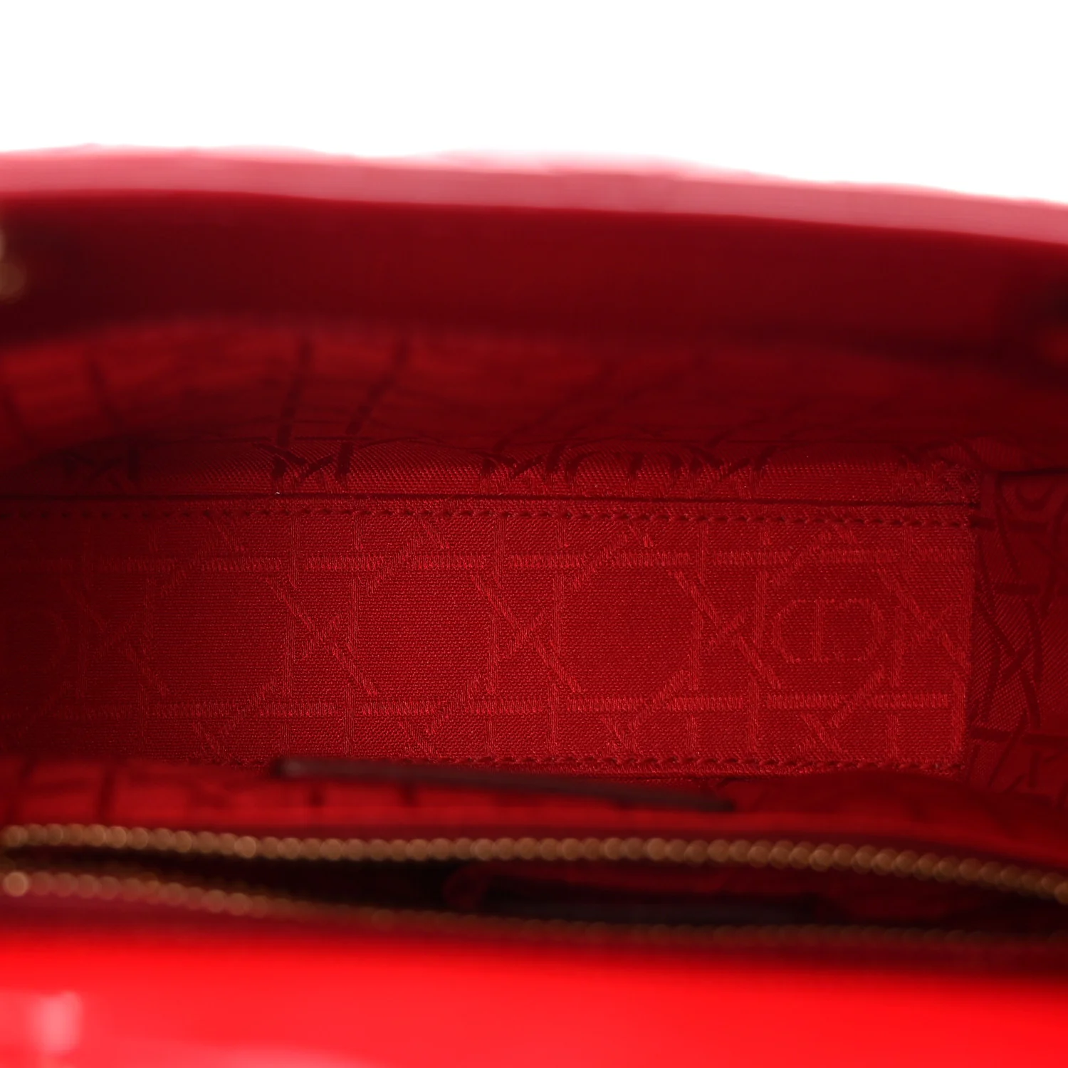 Patent Cannage Mini Lady Dior Red