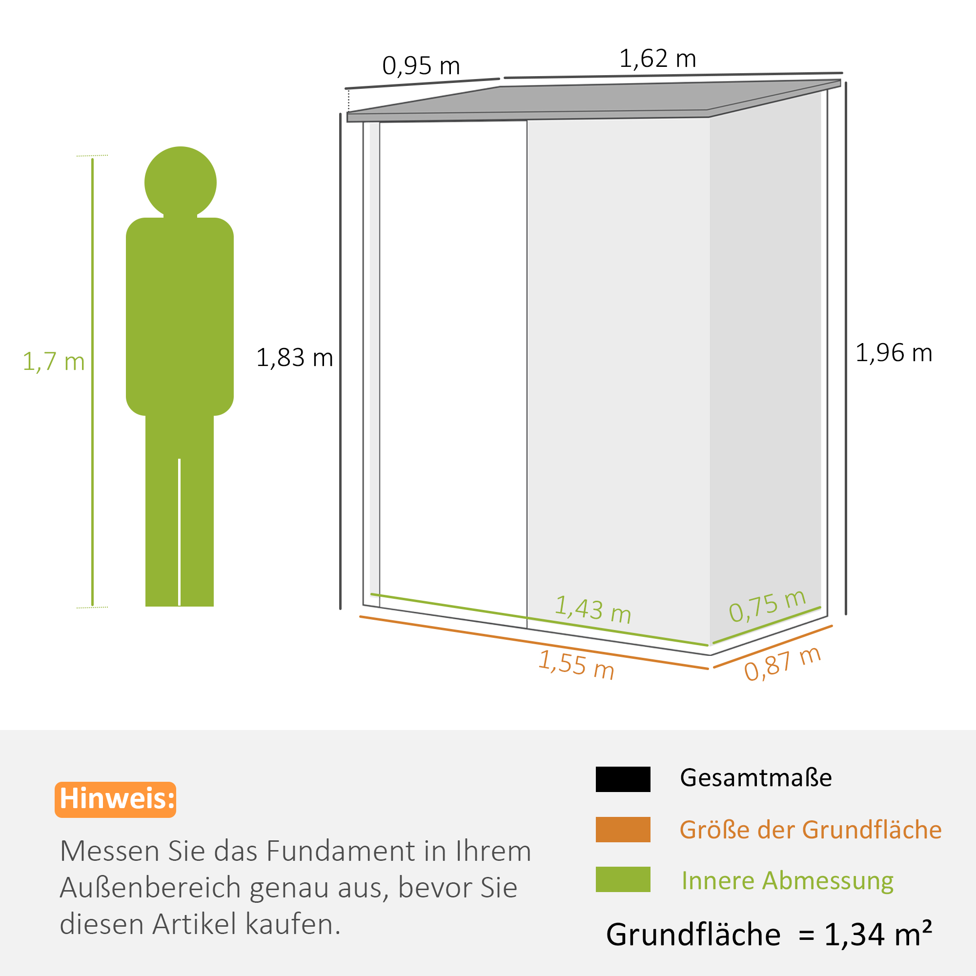 Outsunny Tuinschuur Gereedschapsschuur, afsluitbare deur, weerbestendig, incl. schappen, 161,5 cm x 94,5 cm x 196 cm, Zwart