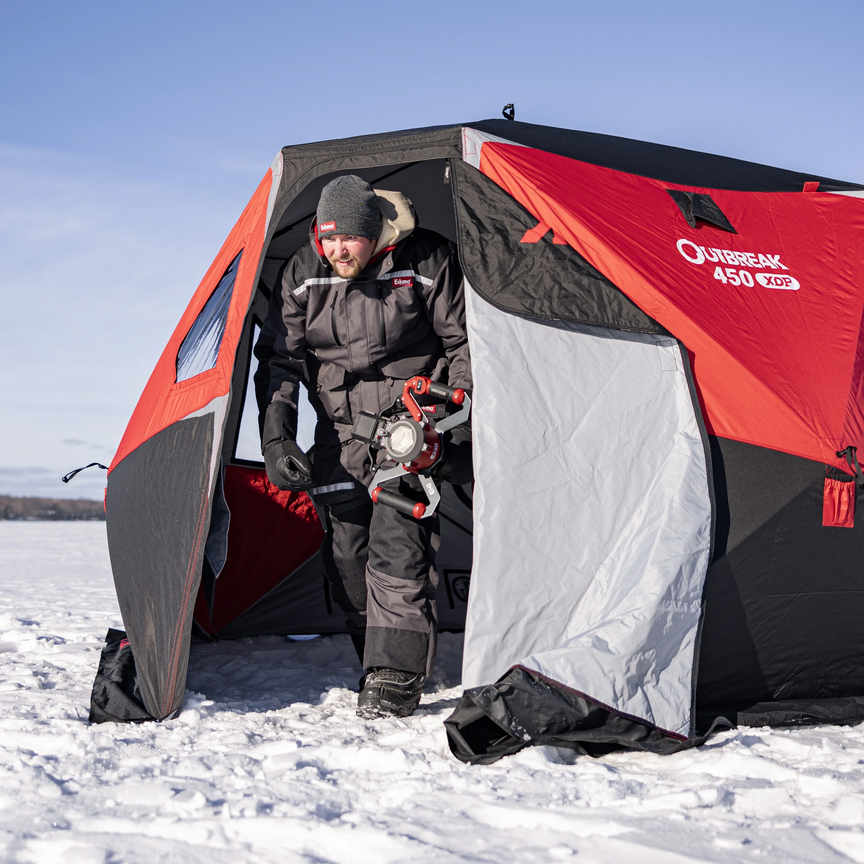 Outbreak 450XDP, Pop-Up Portable Ice Fishing Shelter, 4-5 Person, Red/Black, 50450 - Image 4