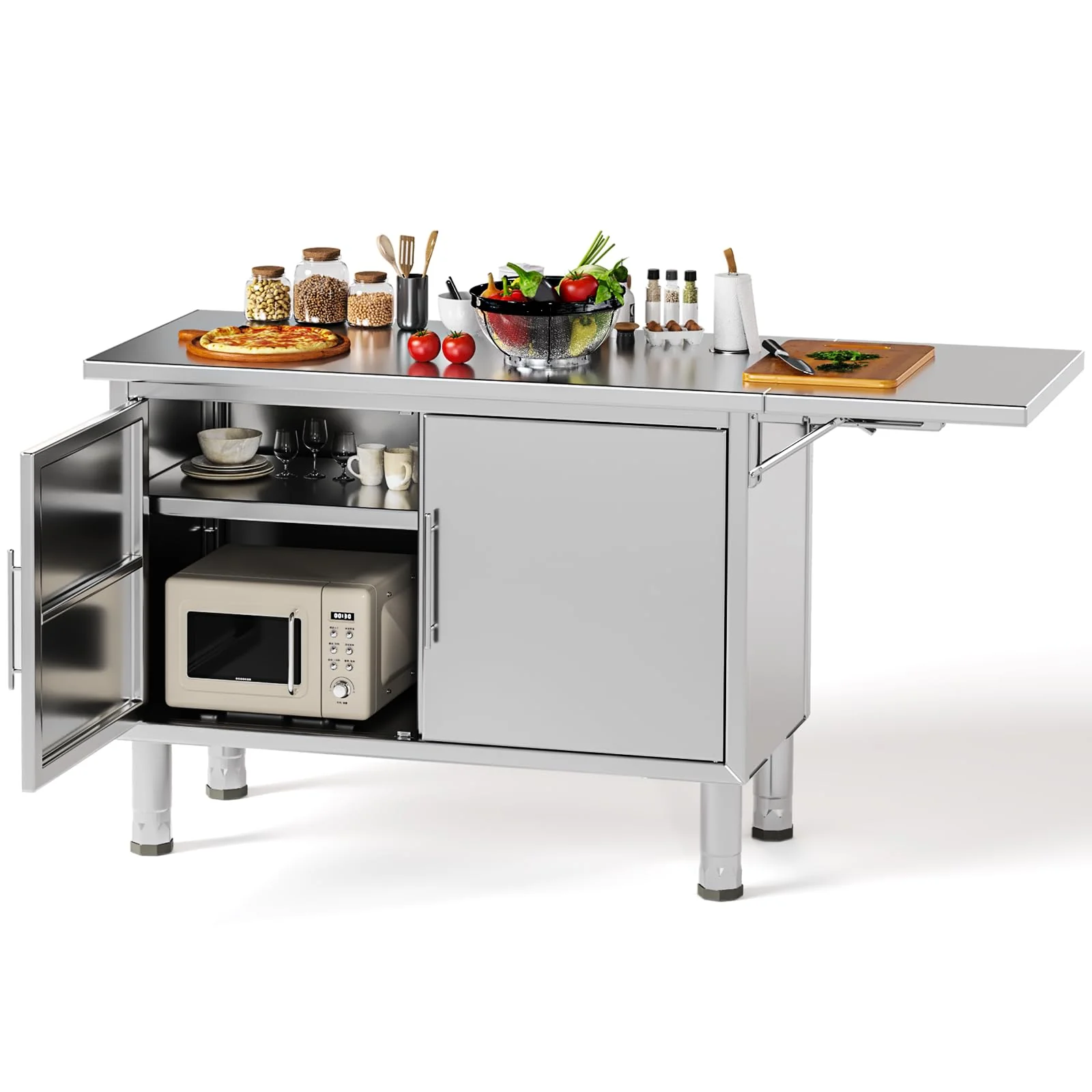AECOJOY Stainless Steel Kitchen Cabinets, 57