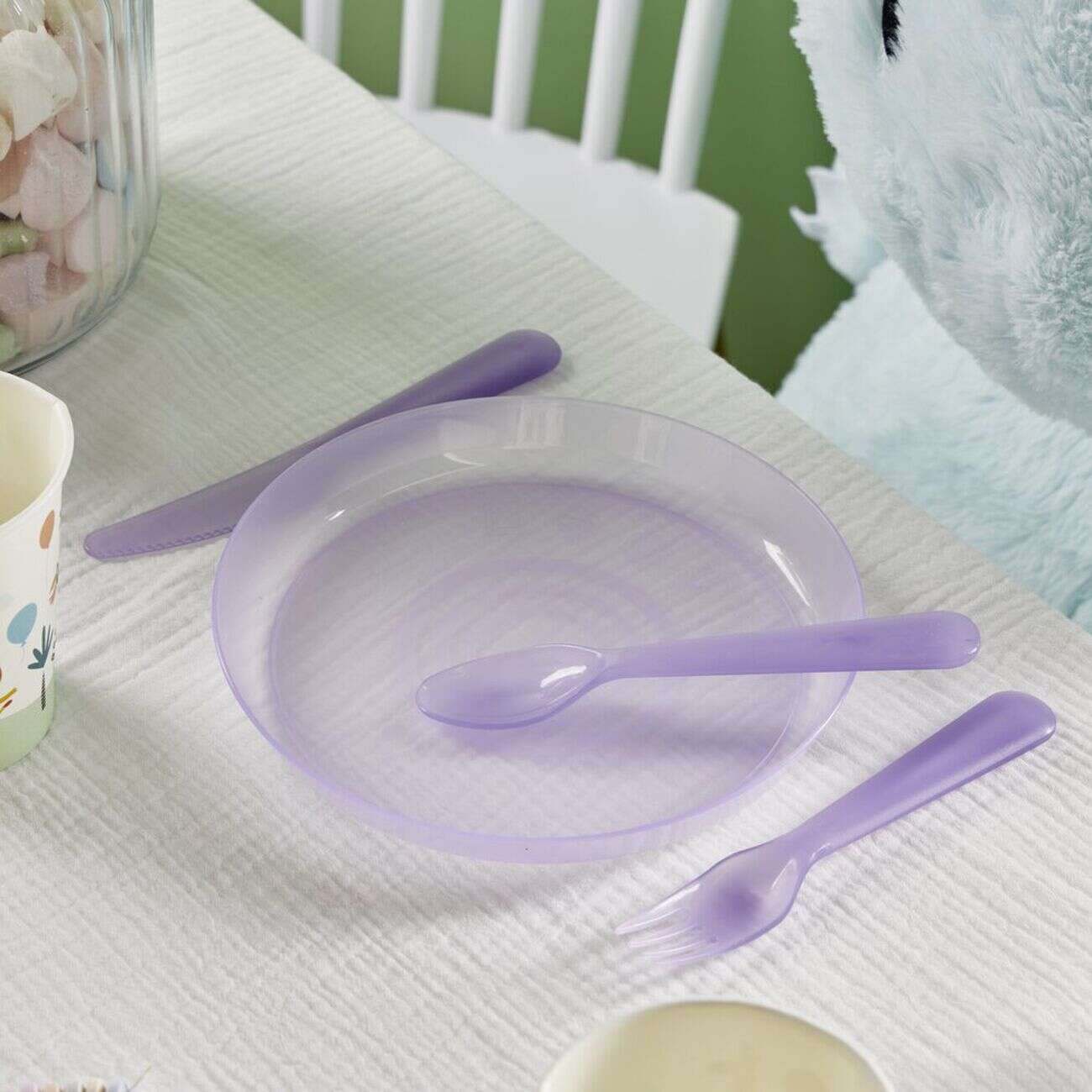 Lot de 4 assiettes enfant plastique coloré Ø18,5cm