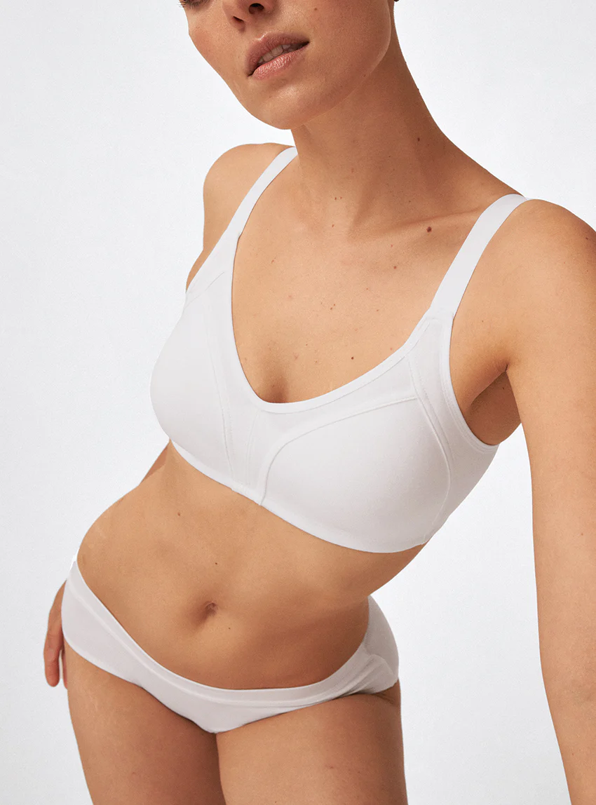 Soutien-gorge maintien sans armatures en coton blanc