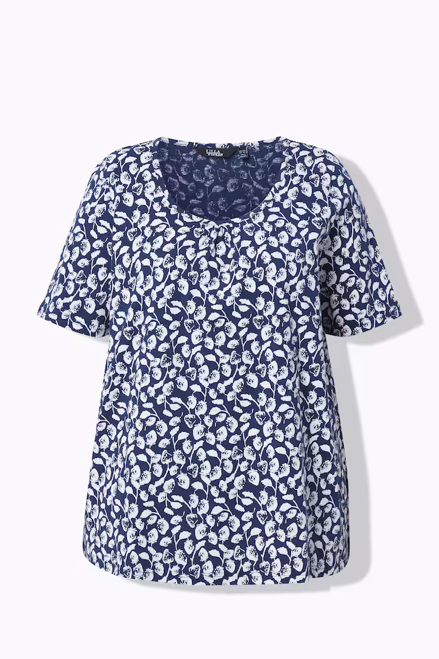 Strawberry Print Short Sleeve Scoop Neck Tee