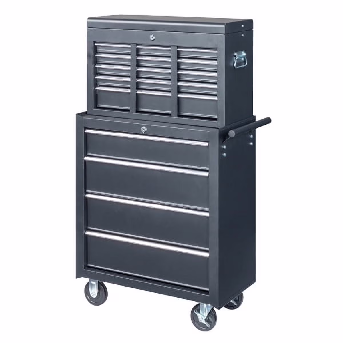 Heavy-Duty Steel Tool Box with 5 Drawers - 24 Black Rolling Tool Chest Cabinet for Garage & Workshop (Lockable, 150lb Capacity)