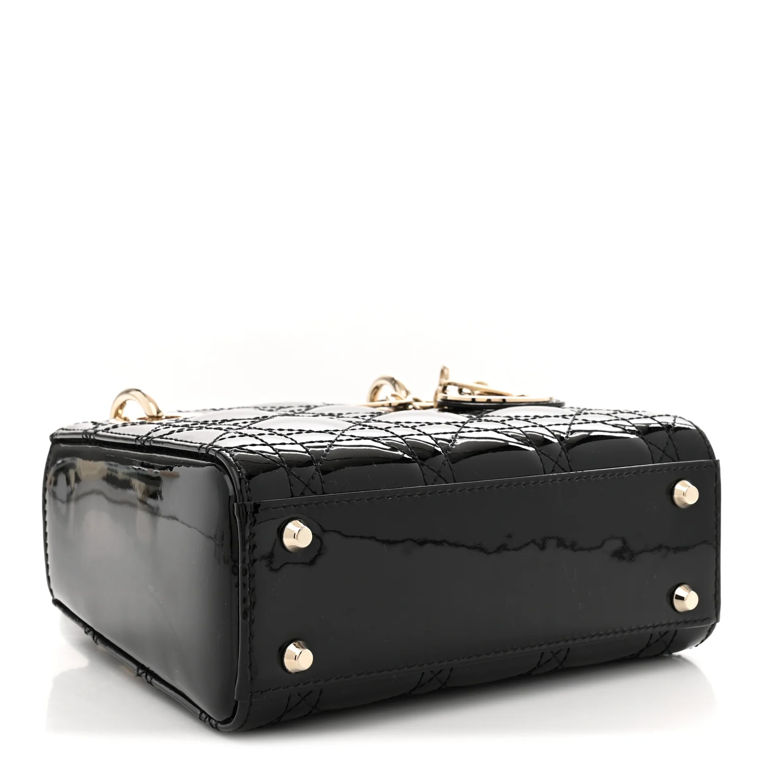 Patent Cannage Mini Lady Dior Black