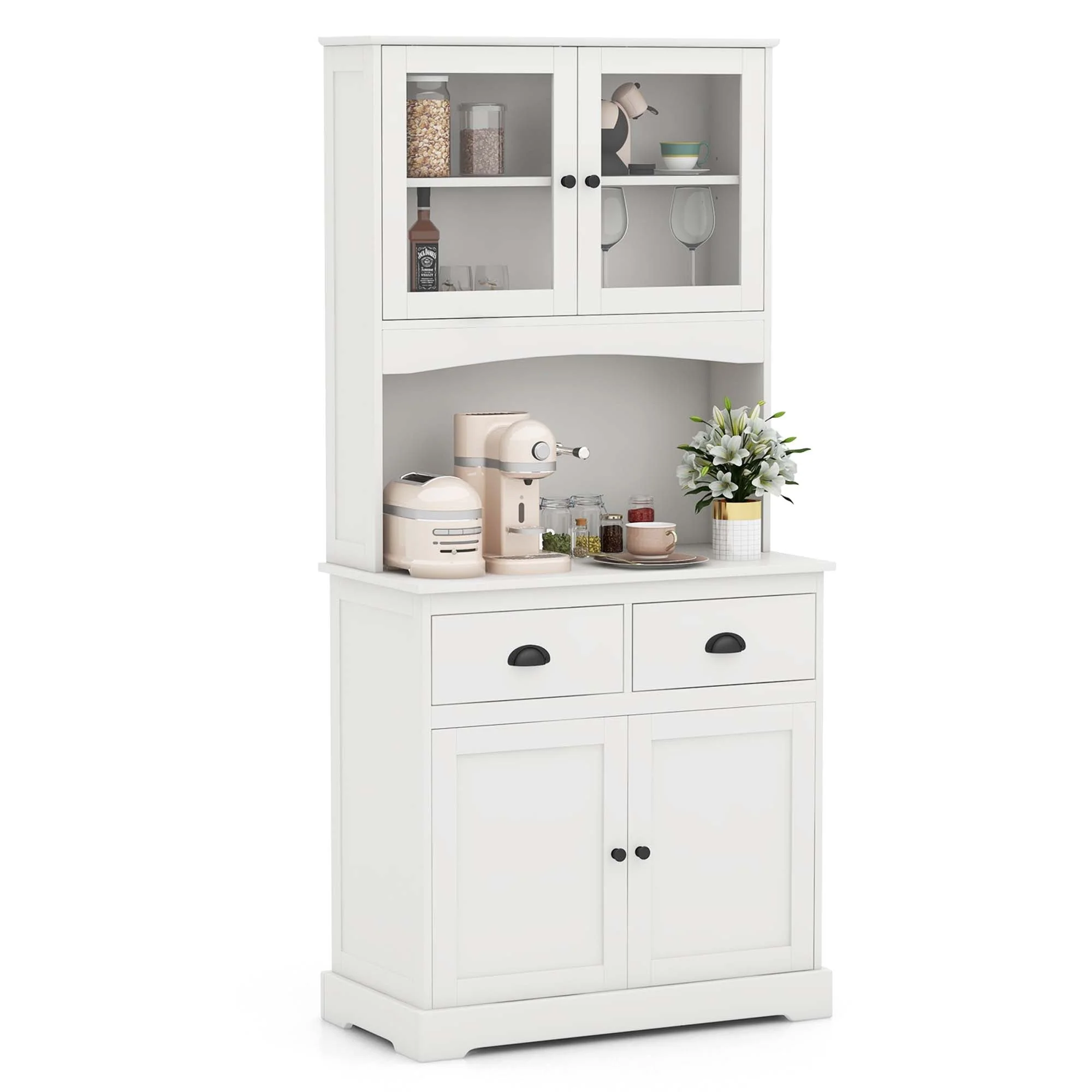 Costway 67'' Storage Cabinet Closet Kitchen Pantry Cupboard with Adjustable Shelves White