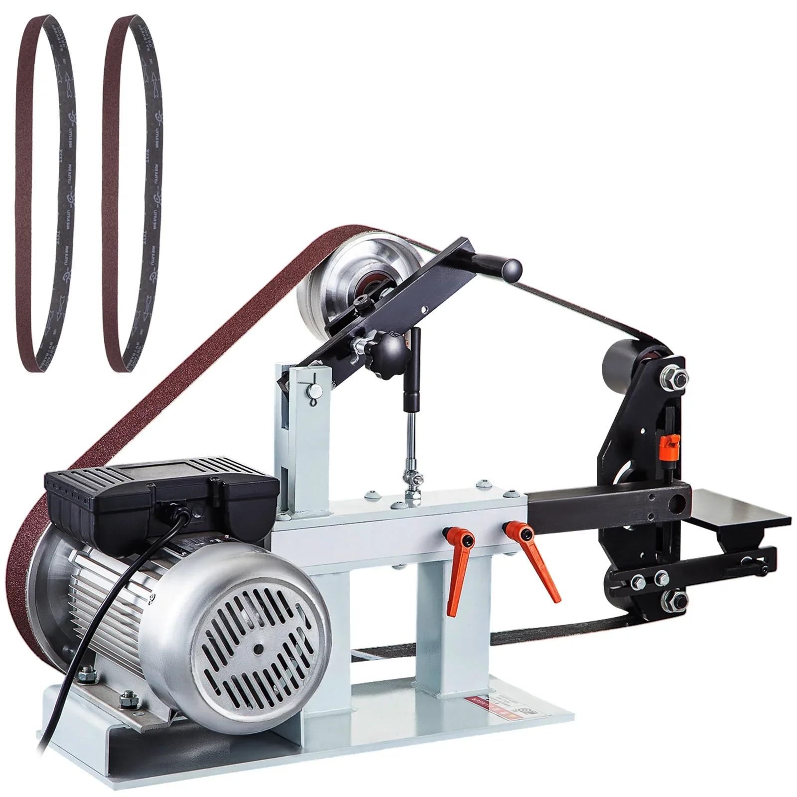 KFFKFF 2 x 82 Belt Grinder, 2HP 1500W, Versatile 3-in-1 Constant Speed Sander, 110V Bench Sander with 12 Wheel, Flat Platen Tool Rest, Ideal for Knife Crafting